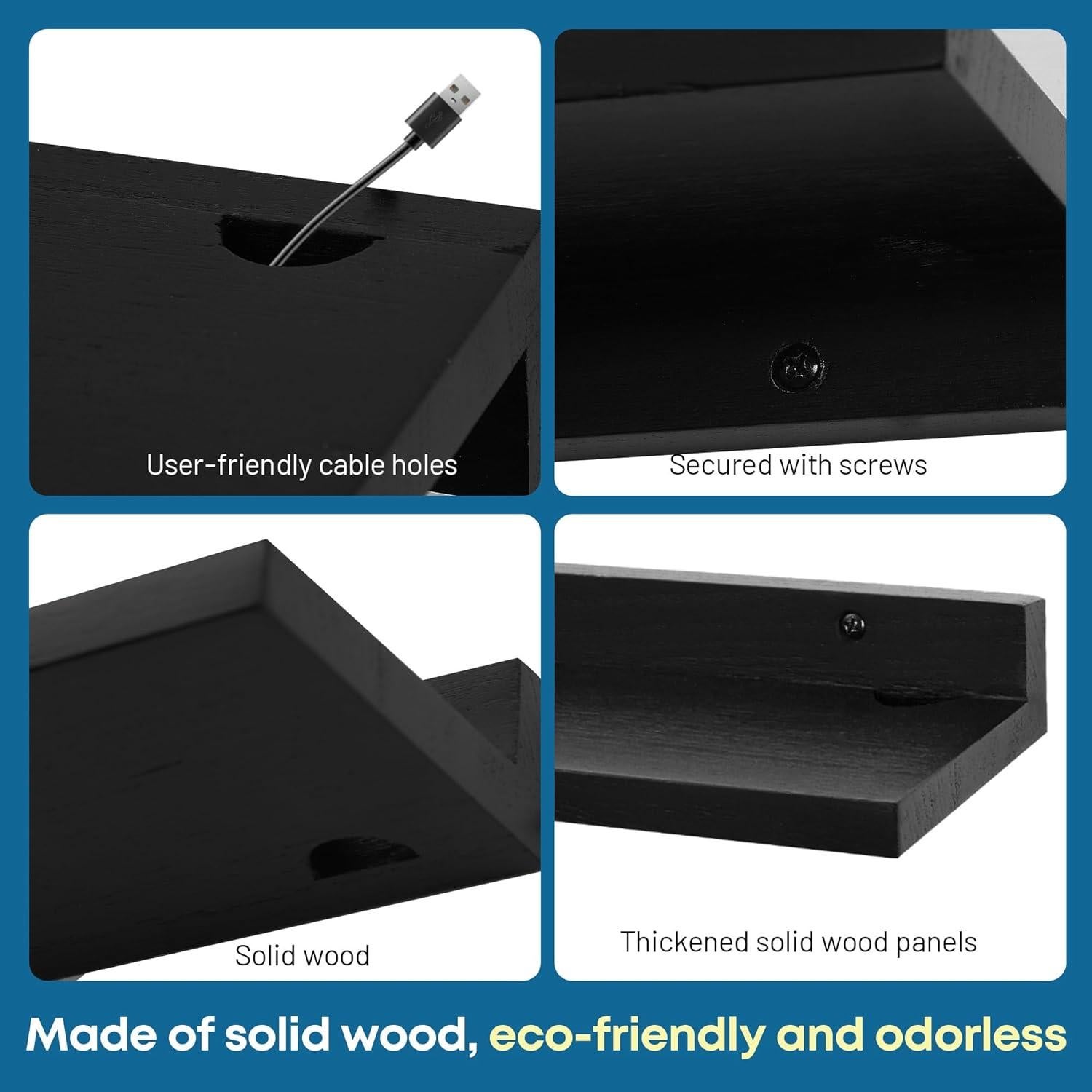 Estante Flotante Pequeño NIUBEST para Pared - 22.86x10.16cm, Negro