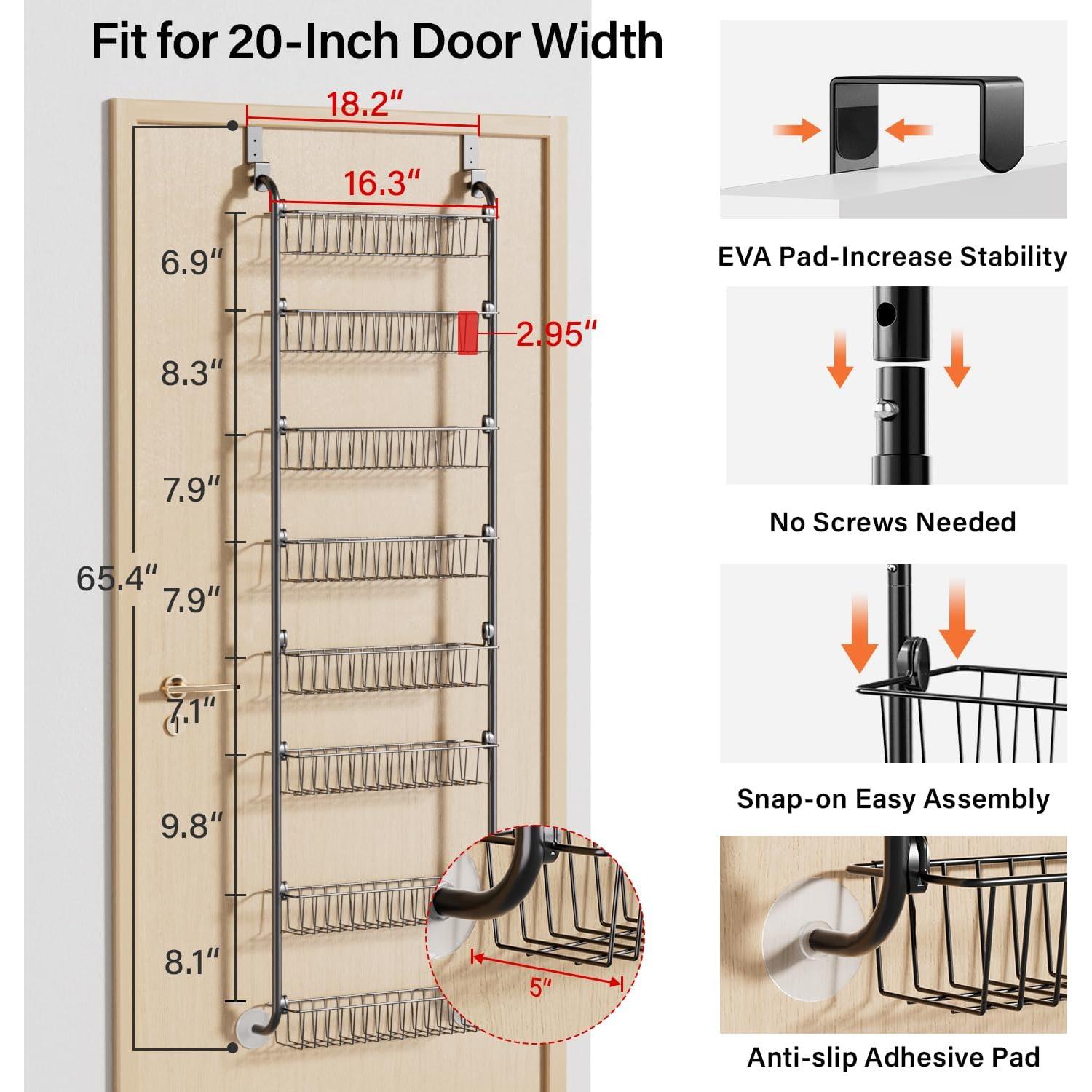 Organizador de Puerta Delamu 8 Niveles Metal Negro 43.2x20.6 cm