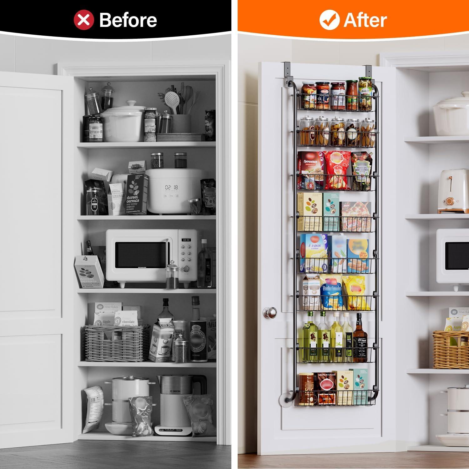 Organizador de Puerta Delamu 8 Niveles Metal Negro 43.2x20.6 cm