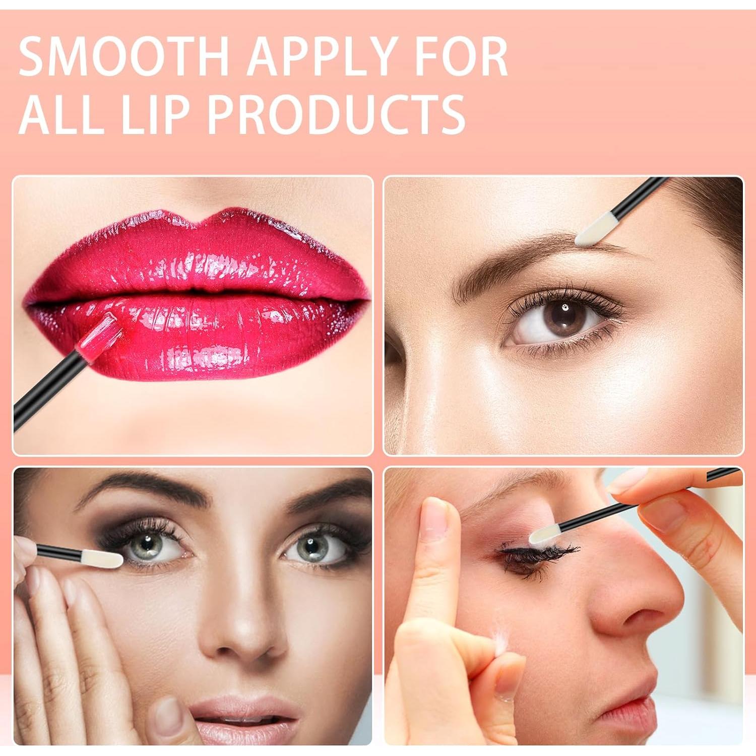 240 Varitas Desechables para Labios GEMSANVA - Aplicador Negro