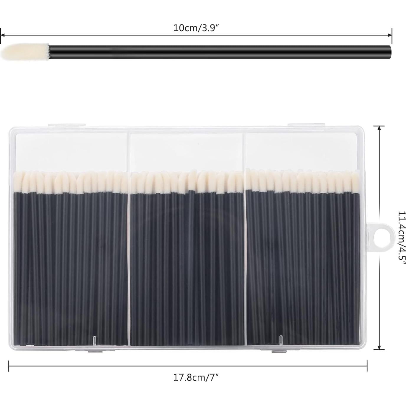 240 Varitas Desechables para Labios GEMSANVA - Aplicador Negro