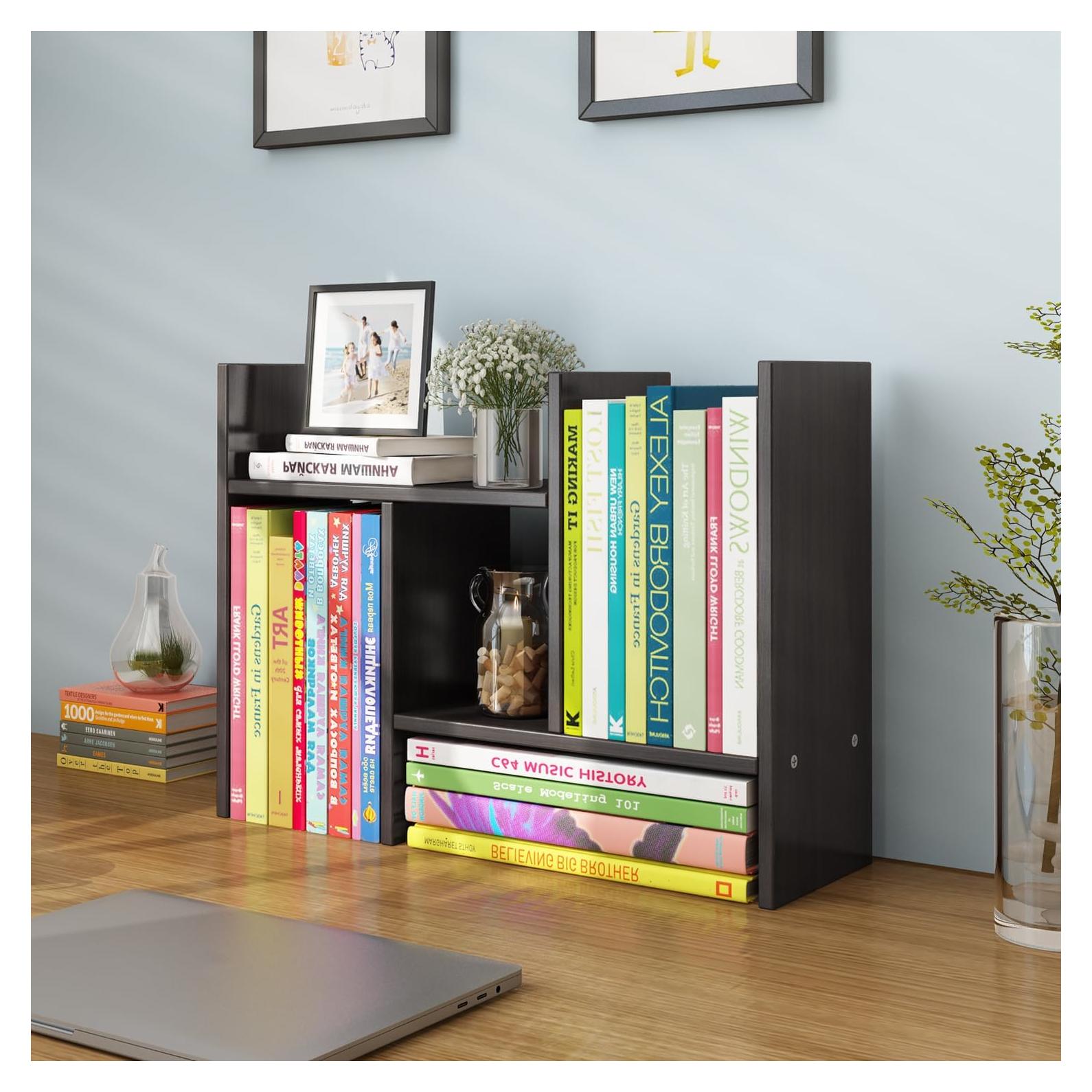 Estante de escritorio ajustable YSJILIDE de madera negro