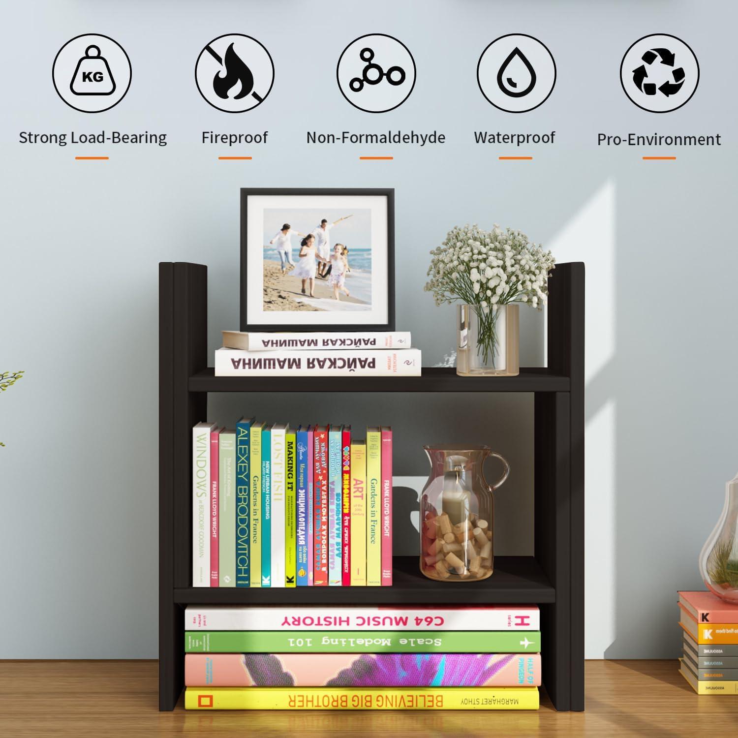 Estante de escritorio ajustable YSJILIDE de madera negro