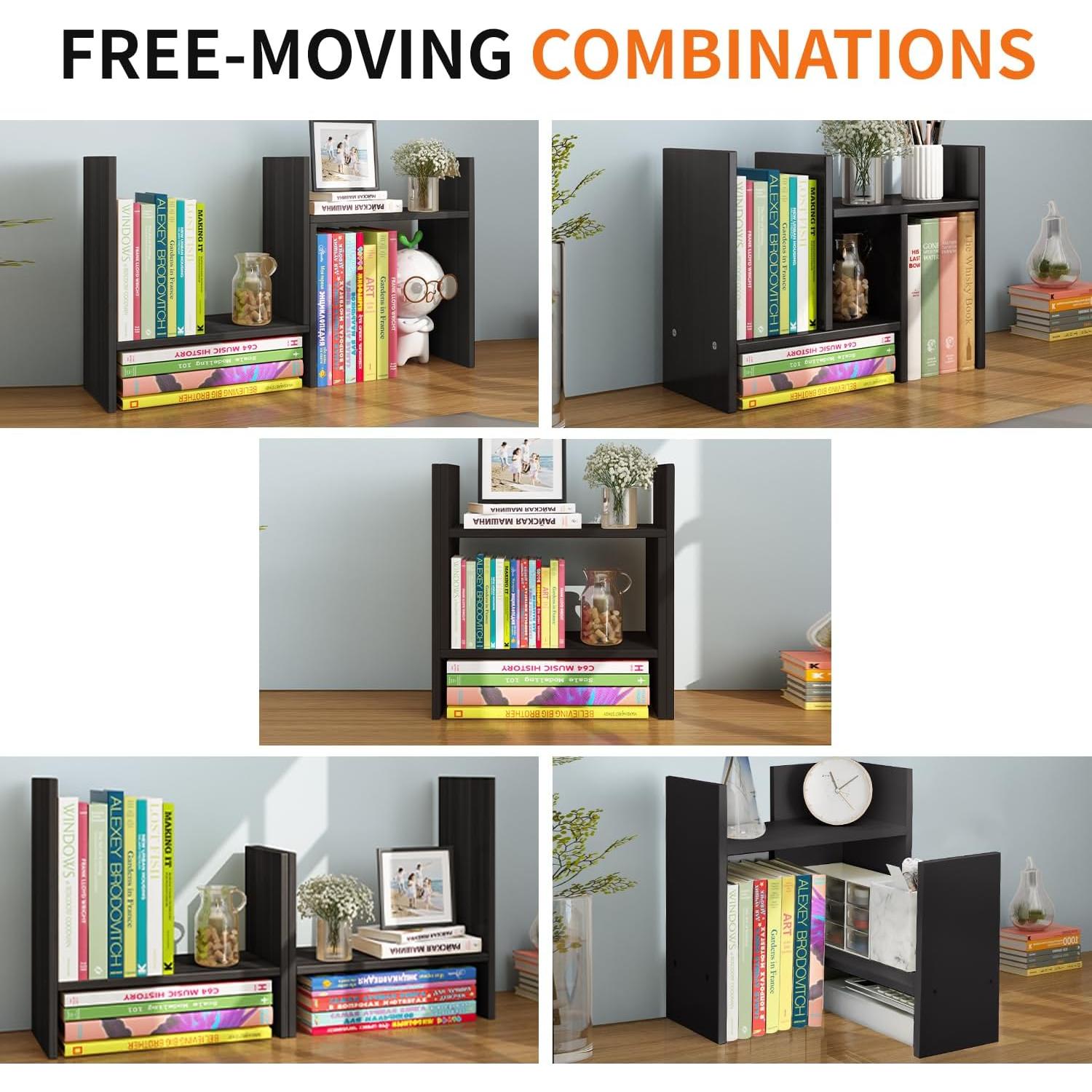 Estante de escritorio ajustable YSJILIDE de madera negro