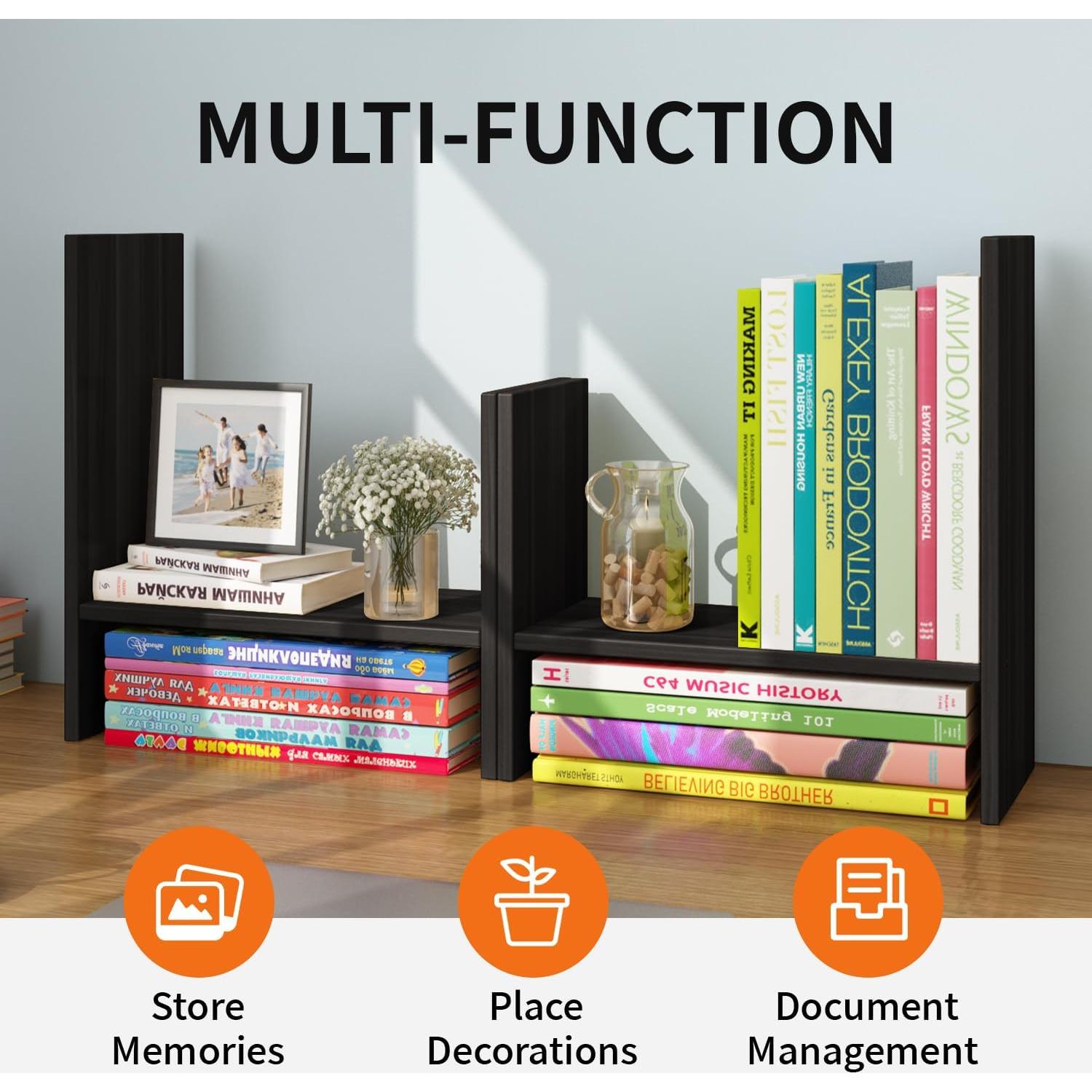 Estante de escritorio ajustable YSJILIDE de madera negro