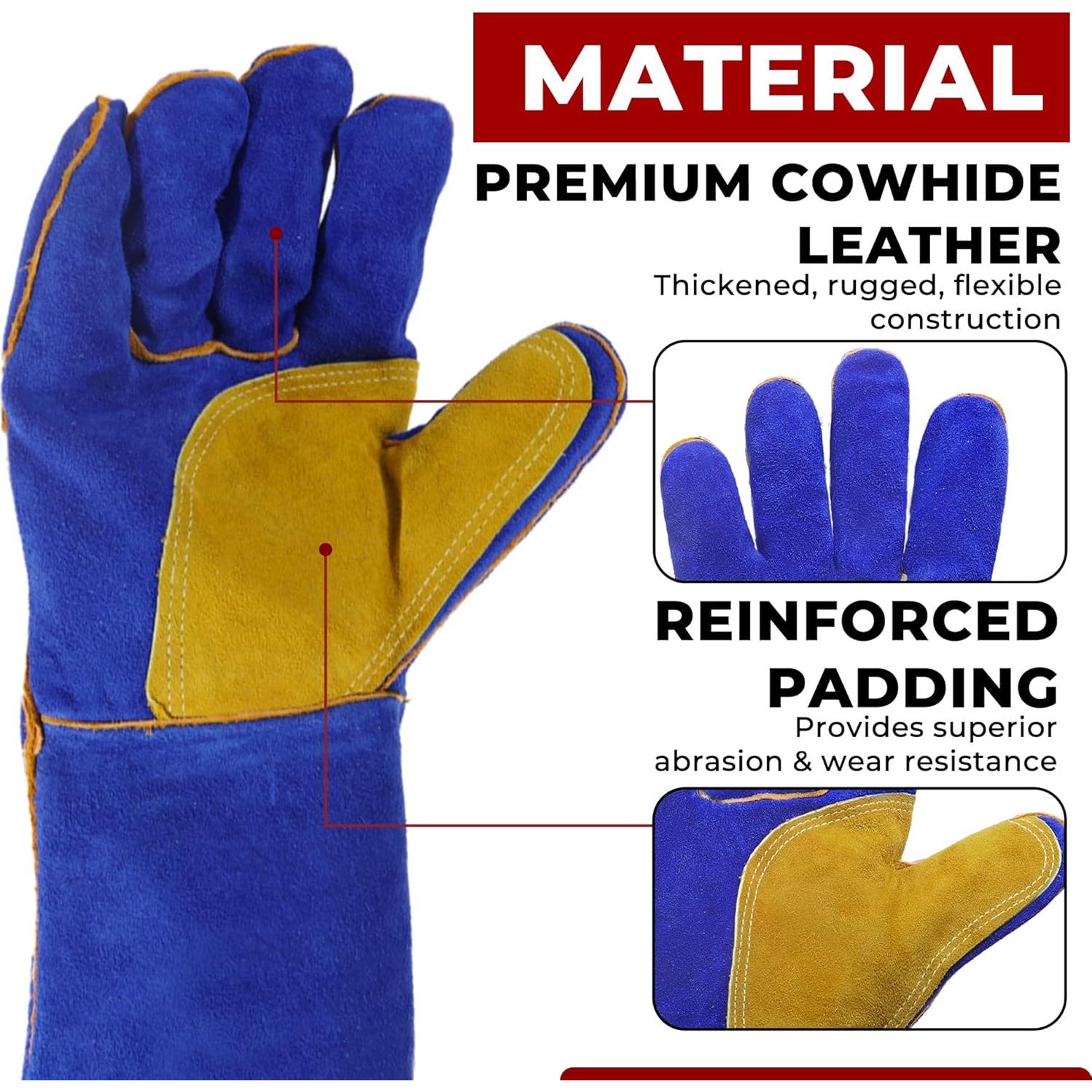 Guantes de Manejo de Animales HANDLANDY - Protección a Prueba de Mordeduras y Espinas - Talla Única 35.56 cm - Azul Real