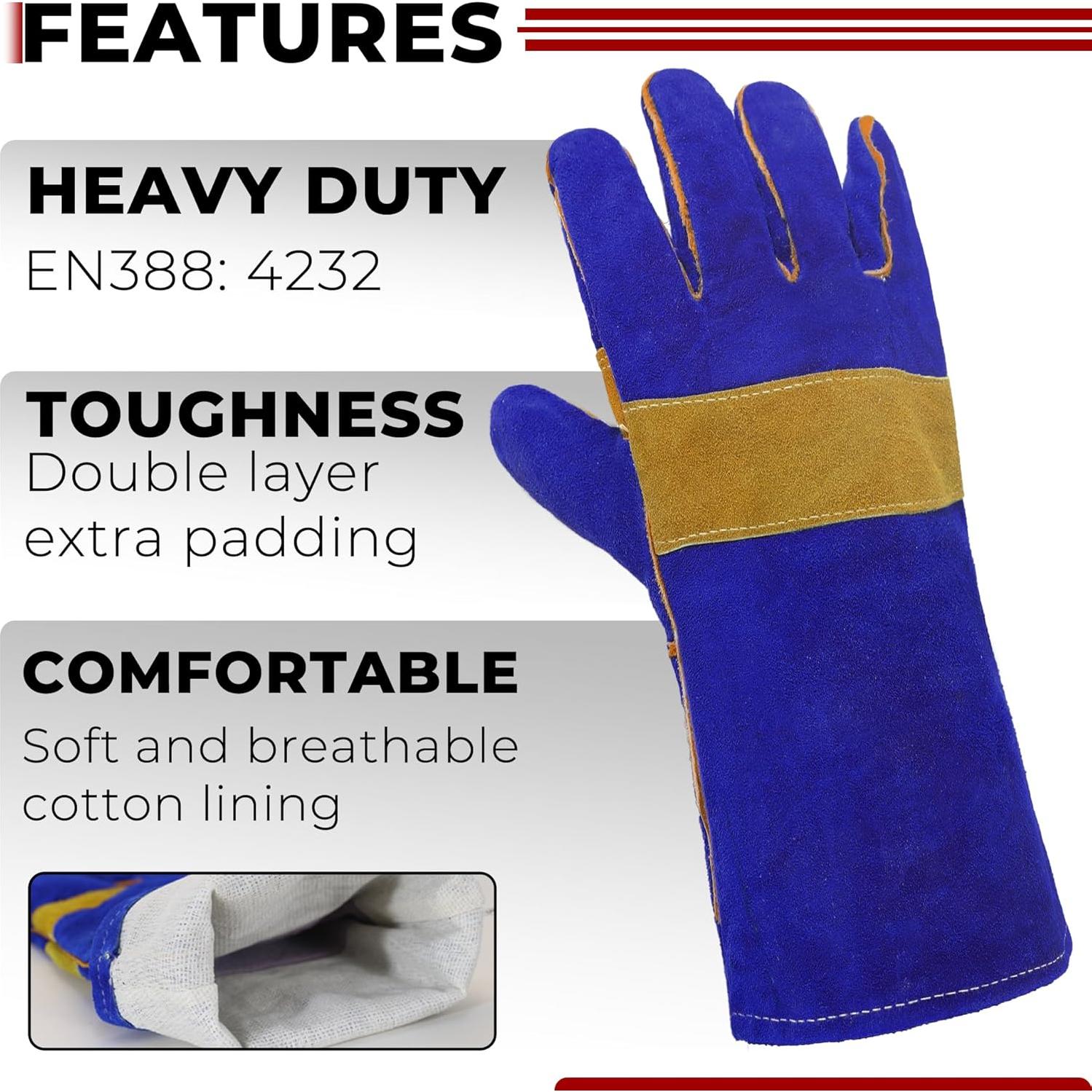 Guantes de Manejo de Animales HANDLANDY - Protección a Prueba de Mordeduras y Espinas - Talla Única 35.56 cm - Azul Real