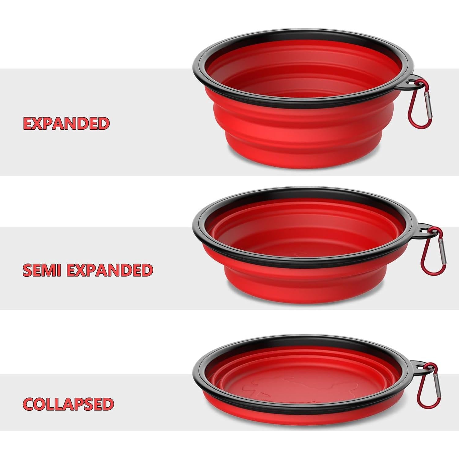 Paquete de 5 tazones colapsables Tekcoo para mascotas 355ml