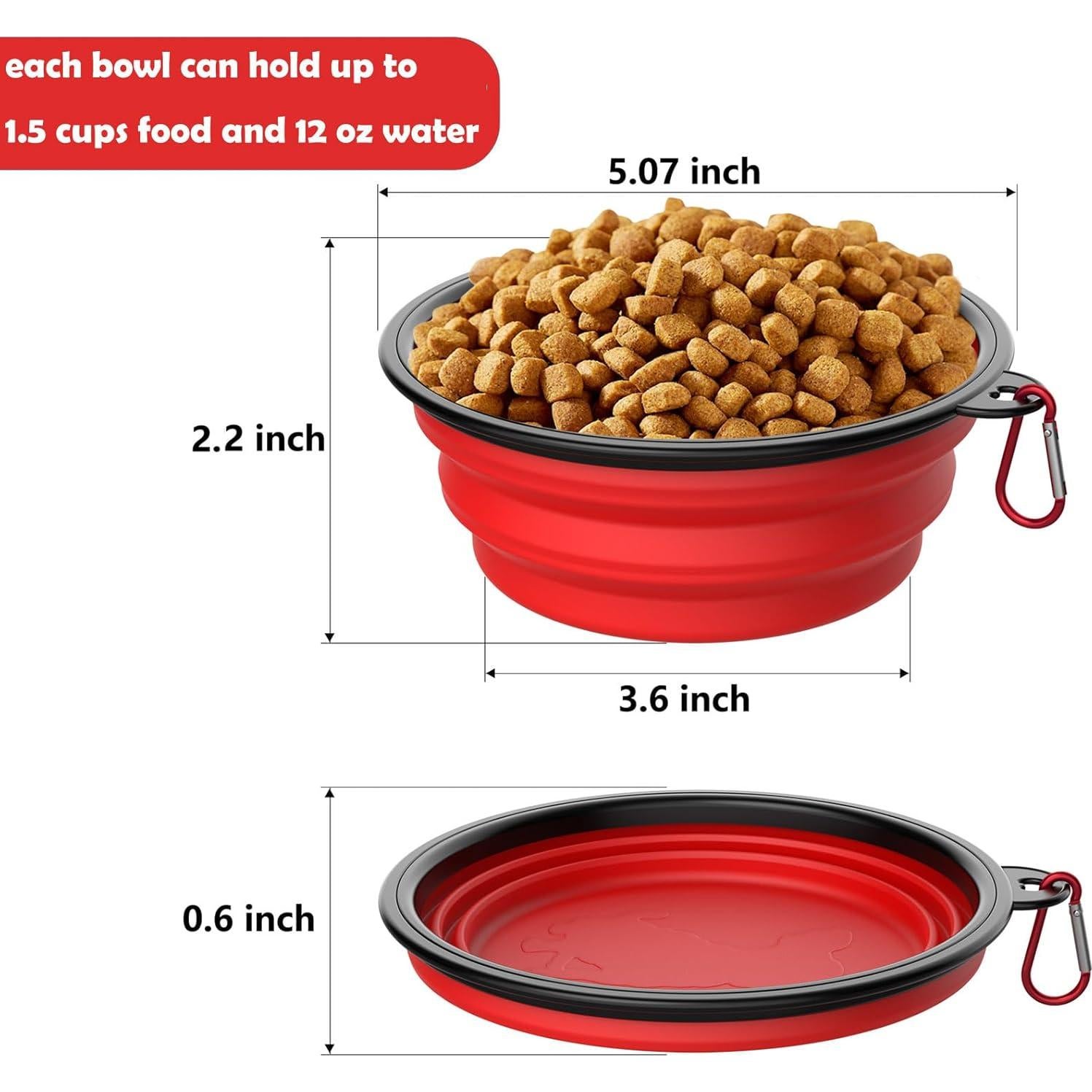 Paquete de 5 tazones colapsables Tekcoo para mascotas 355ml