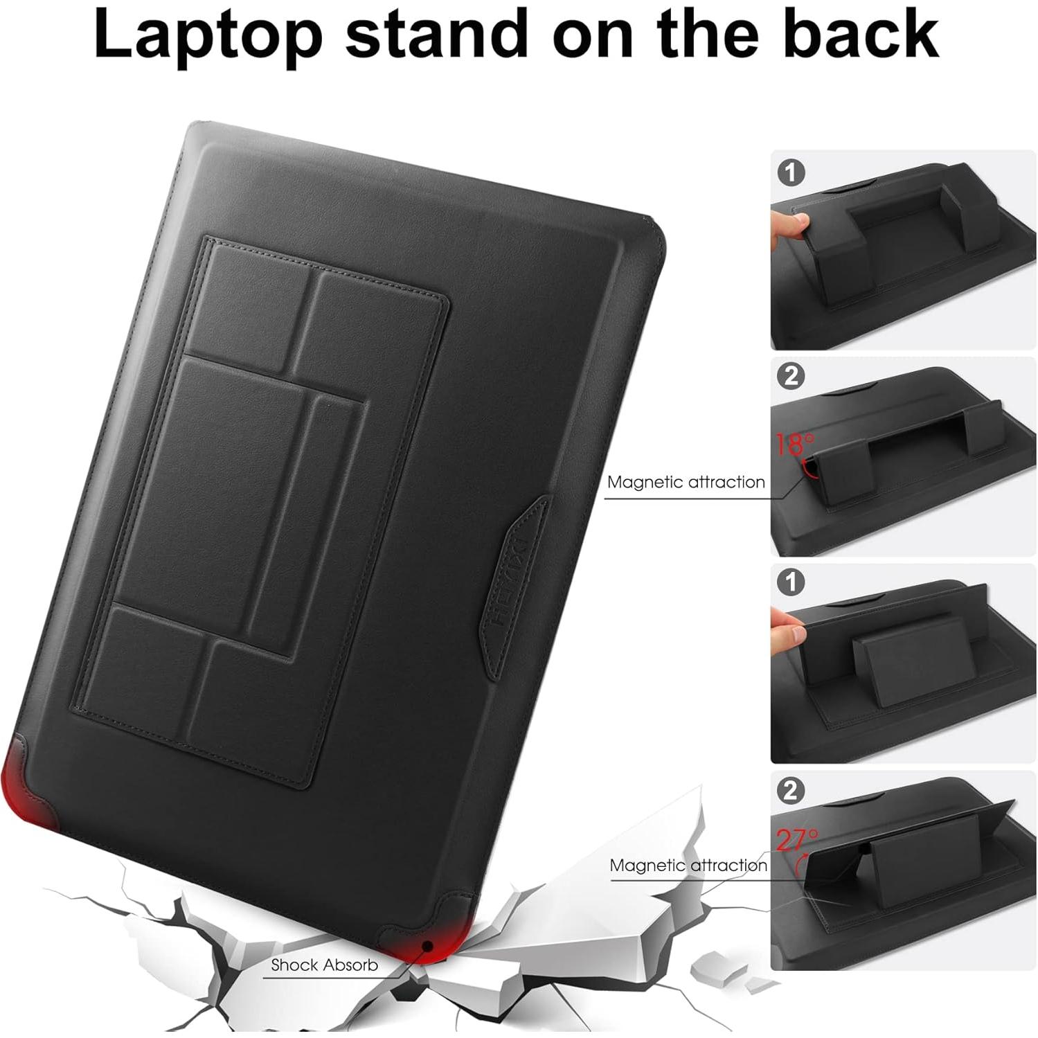 Funda de Laptop 13'' Cuero PU SOMEI con Soporte Ajustable Negro