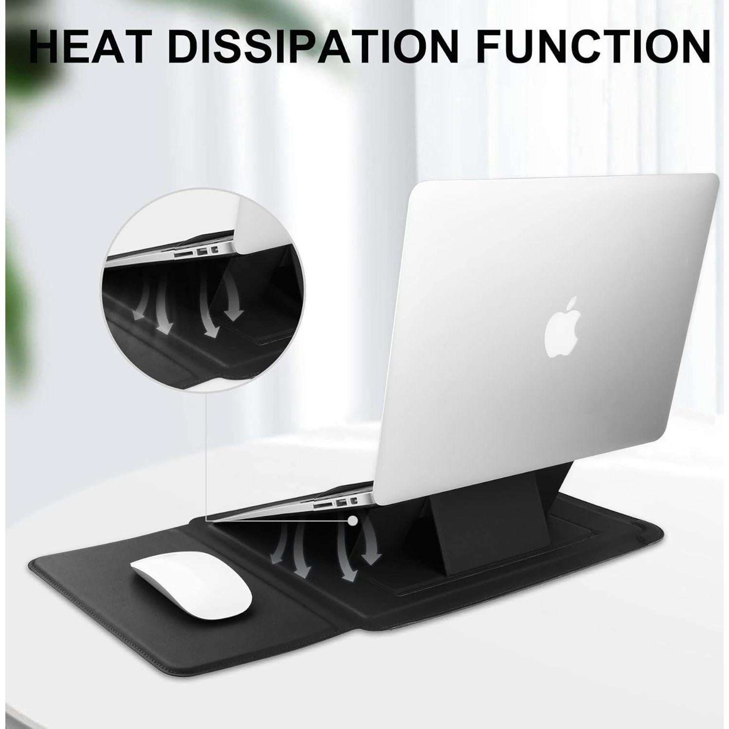 Funda de Laptop 13'' Cuero PU SOMEI con Soporte Ajustable Negro