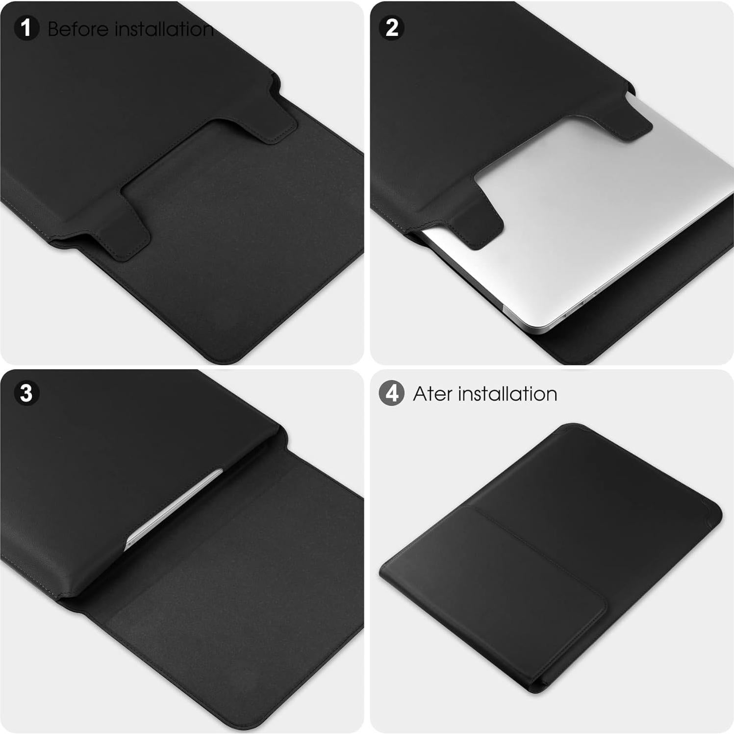 Funda de Laptop 13'' Cuero PU SOMEI con Soporte Ajustable Negro