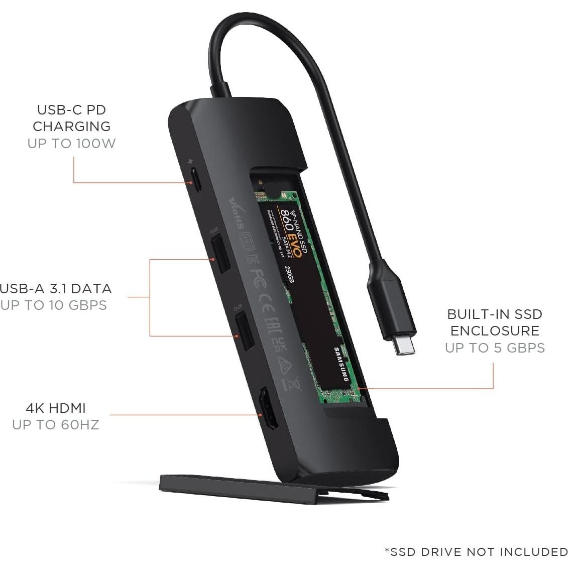 Adaptador Multiport USB-C Satechi con Enclosure SSD 4K HDMI
