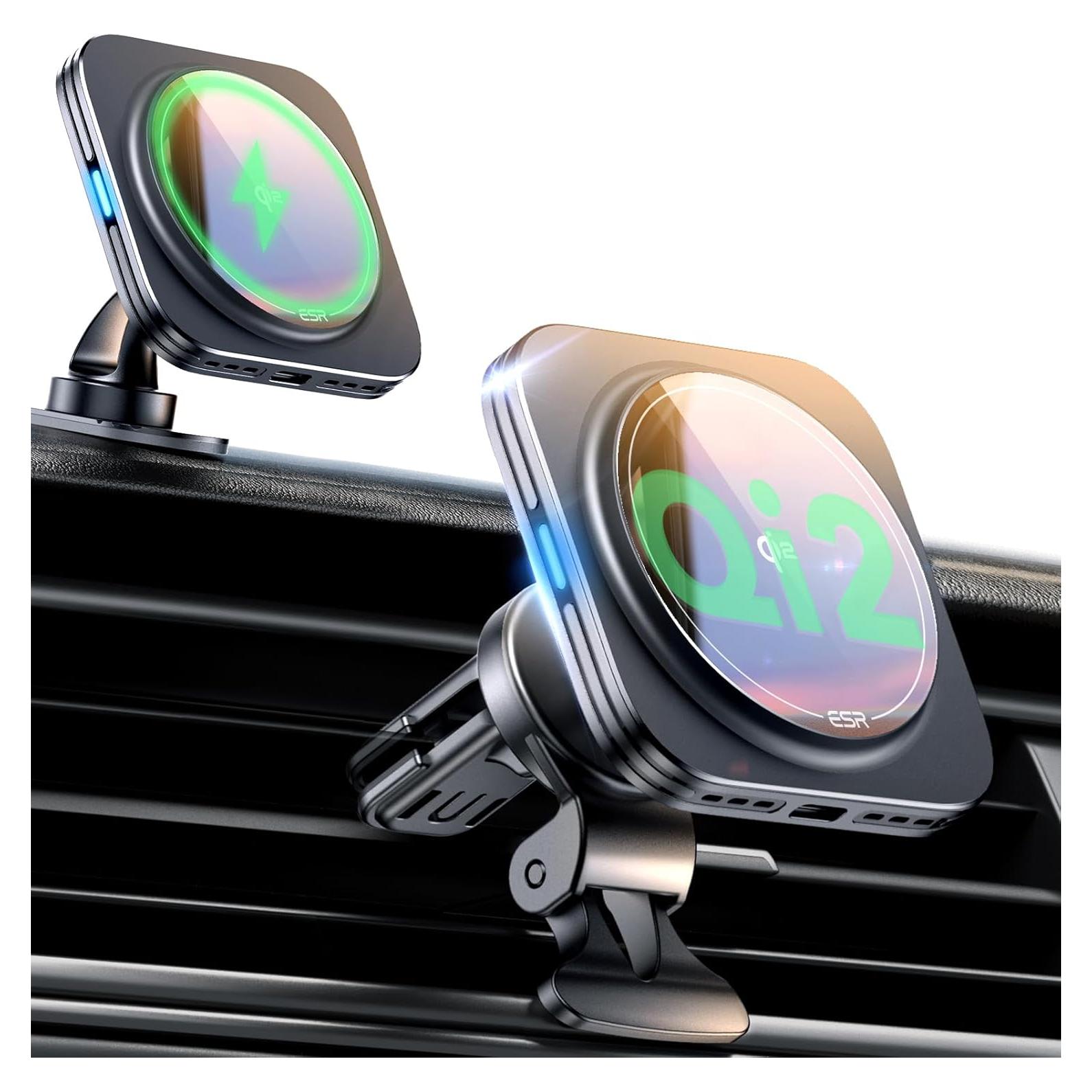 Cargador Inalámbrico Magnético para Coche ESR Qi2 15W Negro