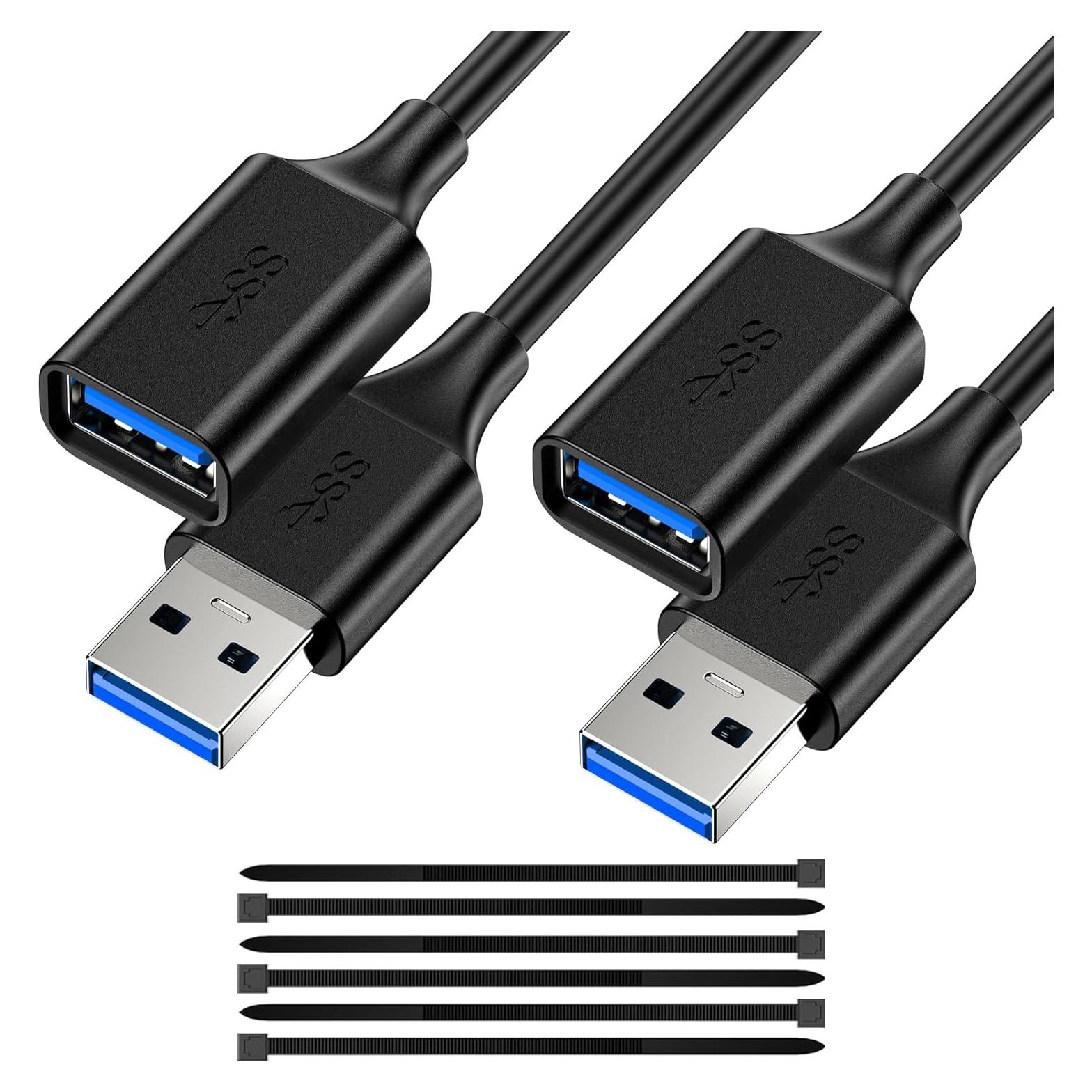 Cable Extensor USB 3.0 ECJTU 0.15m 2 Paquete Alta Velocidad