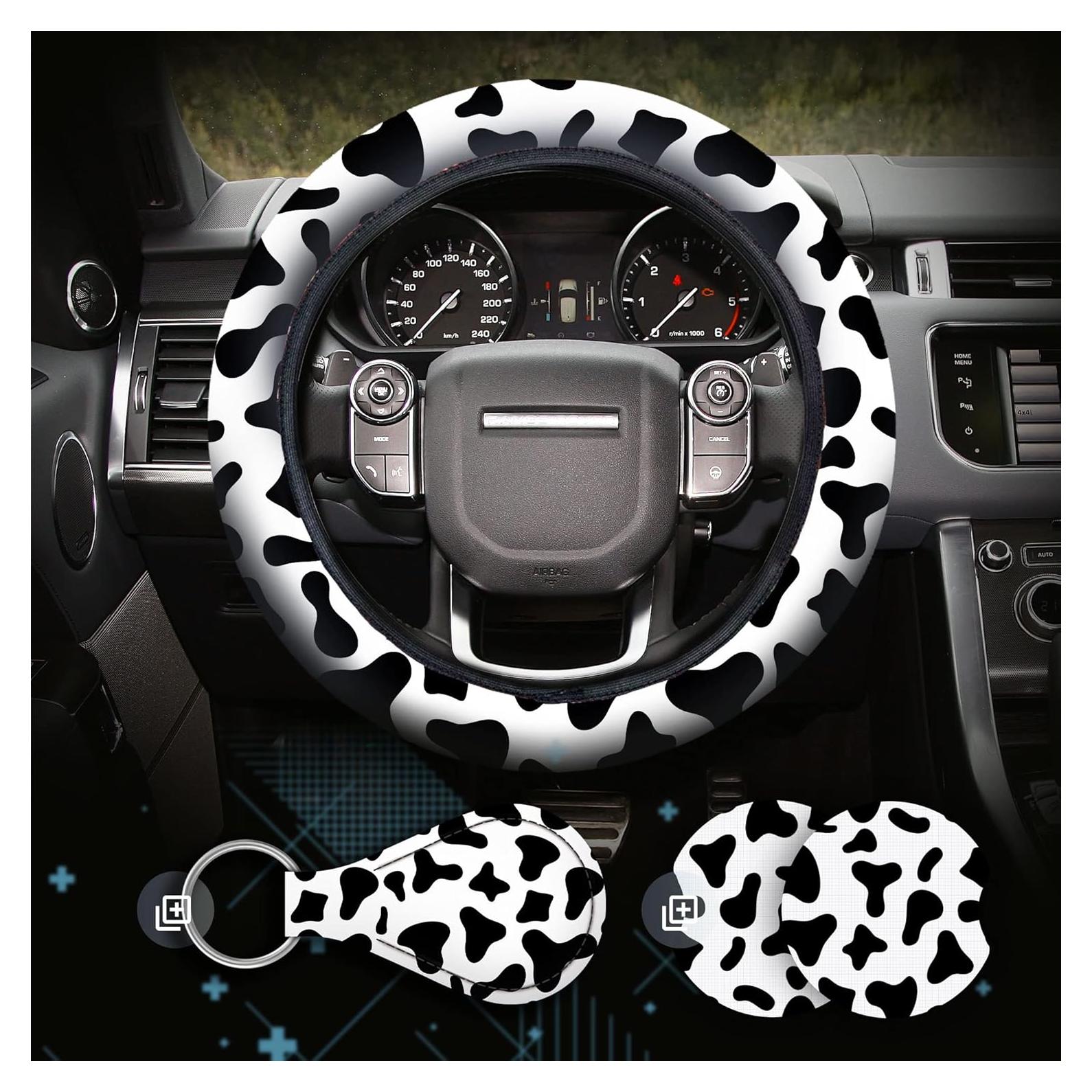 Funda de Volante Zadin Impresión de Vaca Universal 36.8-38.1 cm