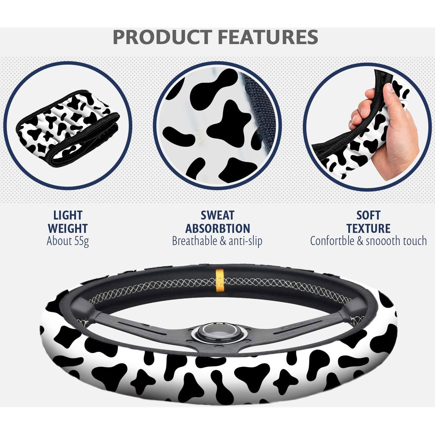 Funda de Volante Zadin Impresión de Vaca Universal 36.8-38.1 cm