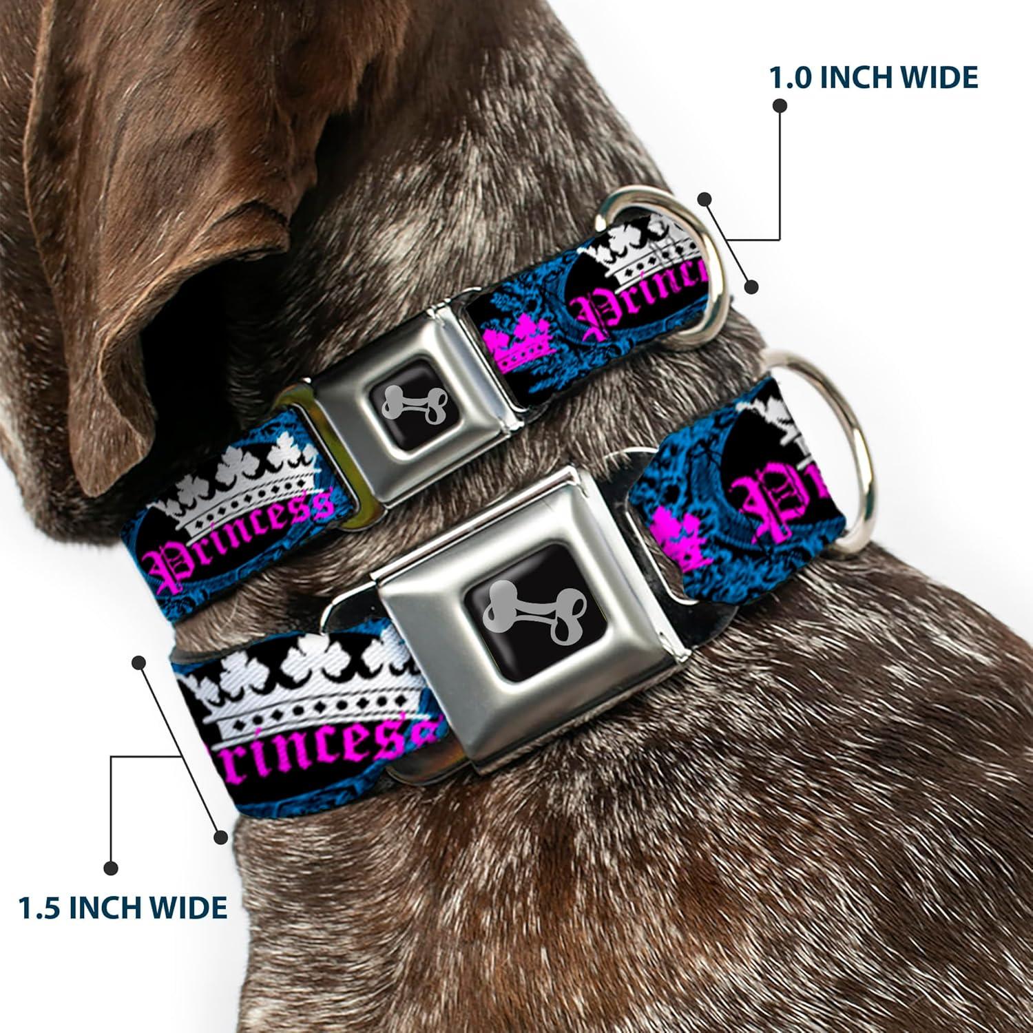 Collar para Perro Buckle-Down Princesa Ovalado Negro/Turquesa 2.54cm