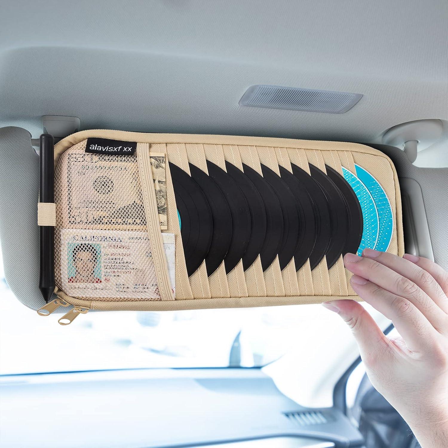 Soporte de CD para coche alavisxf xx con 12 fundas y bolsillo