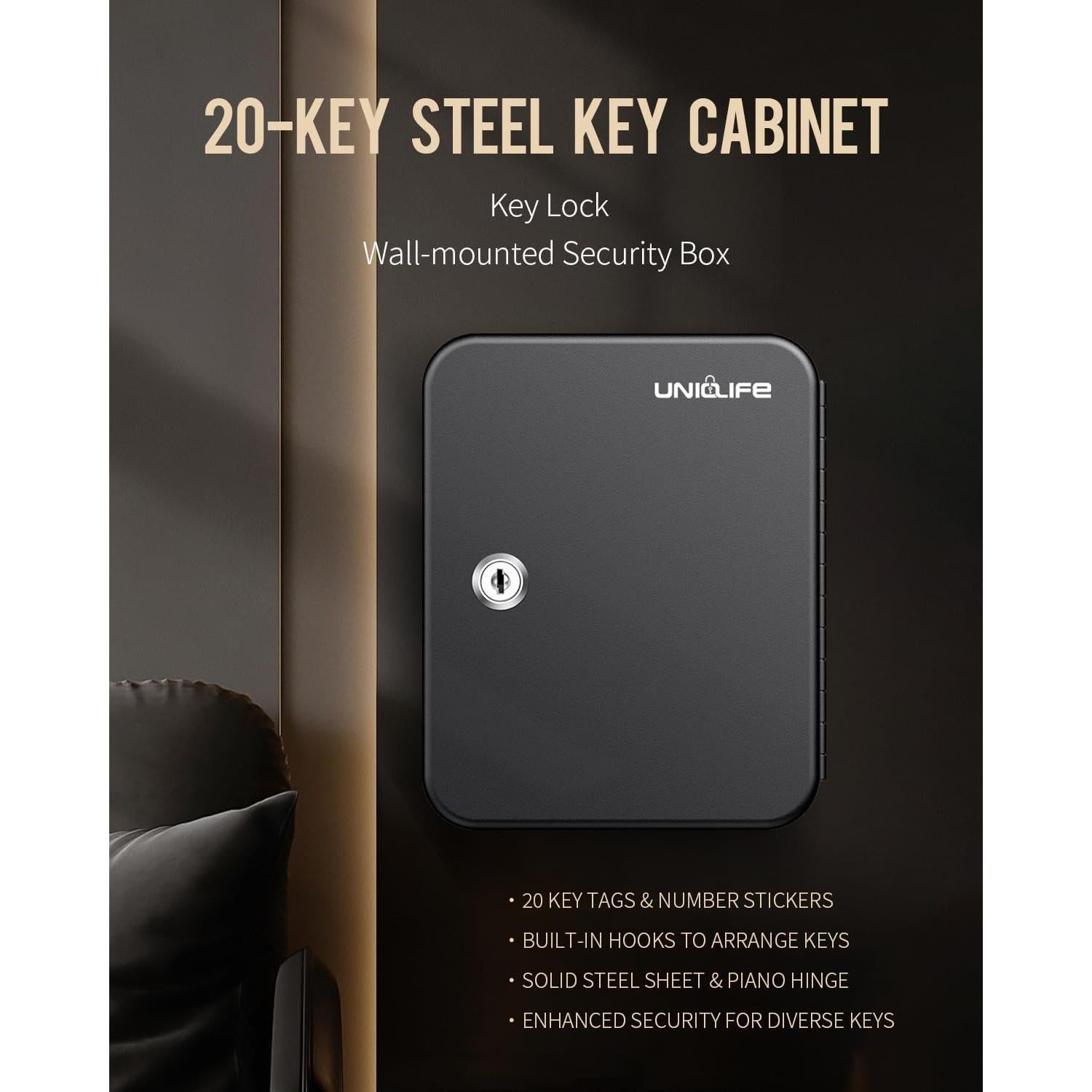 Gabinete de Llaves Uniclife 20 Posiciones con Cerradura Negra