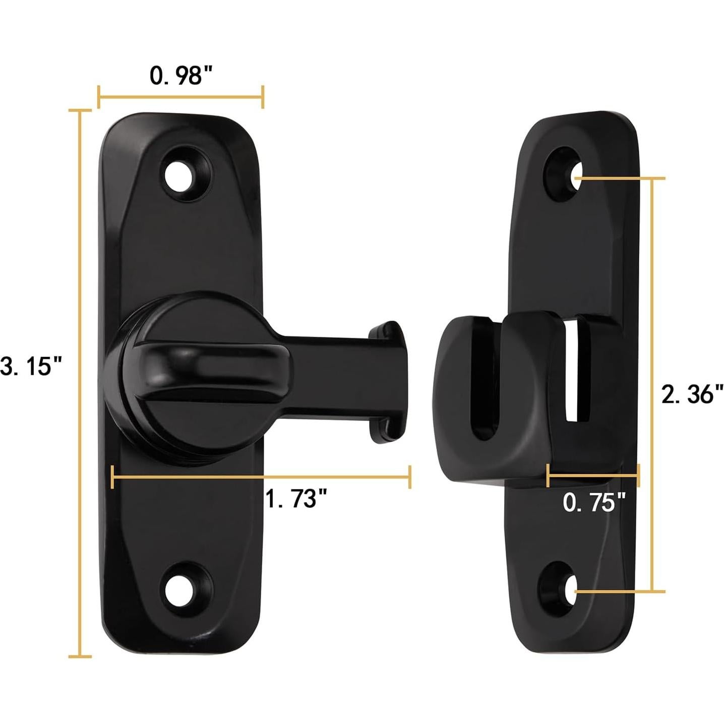Cerradura de Puerta de Granero INIRET Negra 90/180 Grados