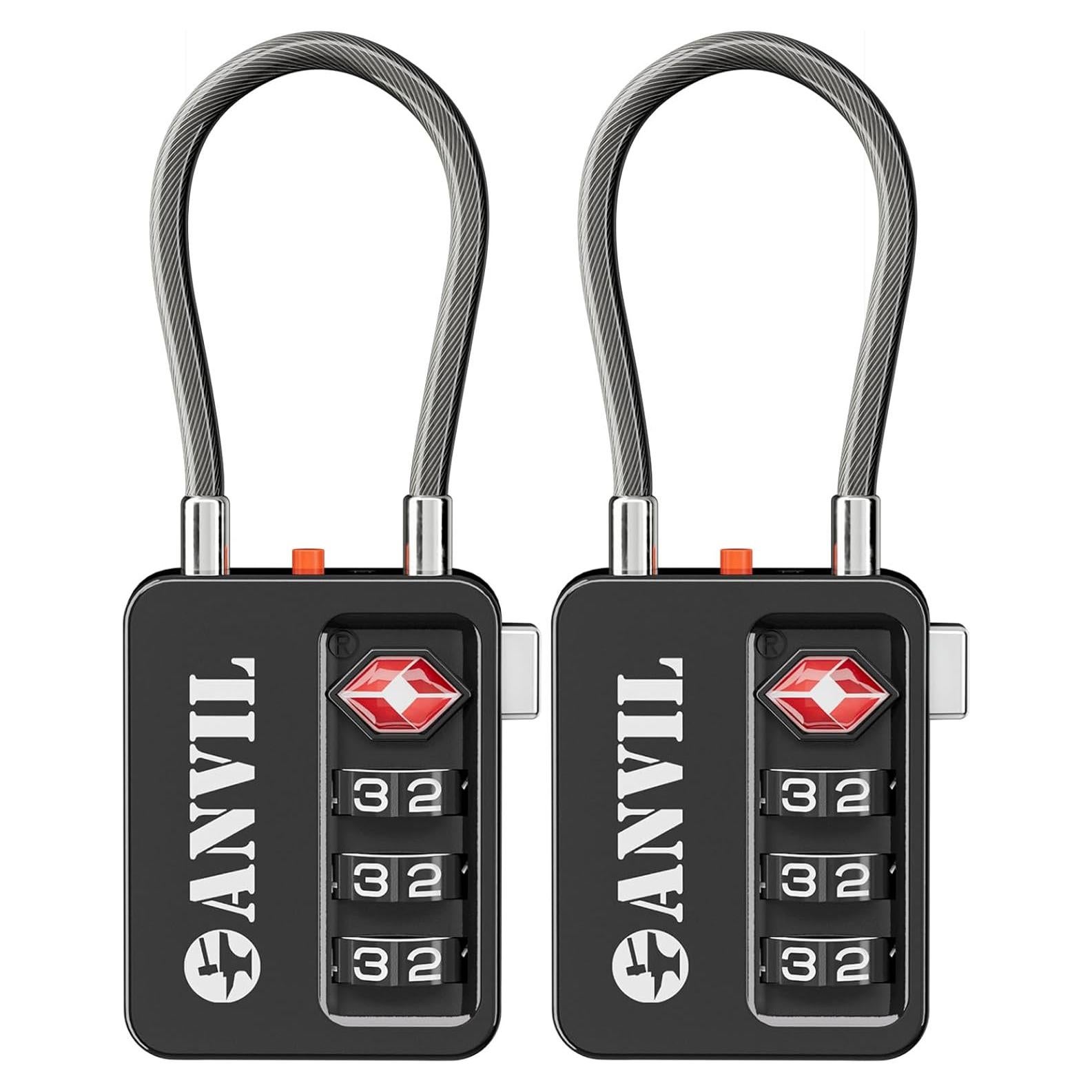 Candados TSA ANVIL de Combinación para Equipaje - 2 Unidades