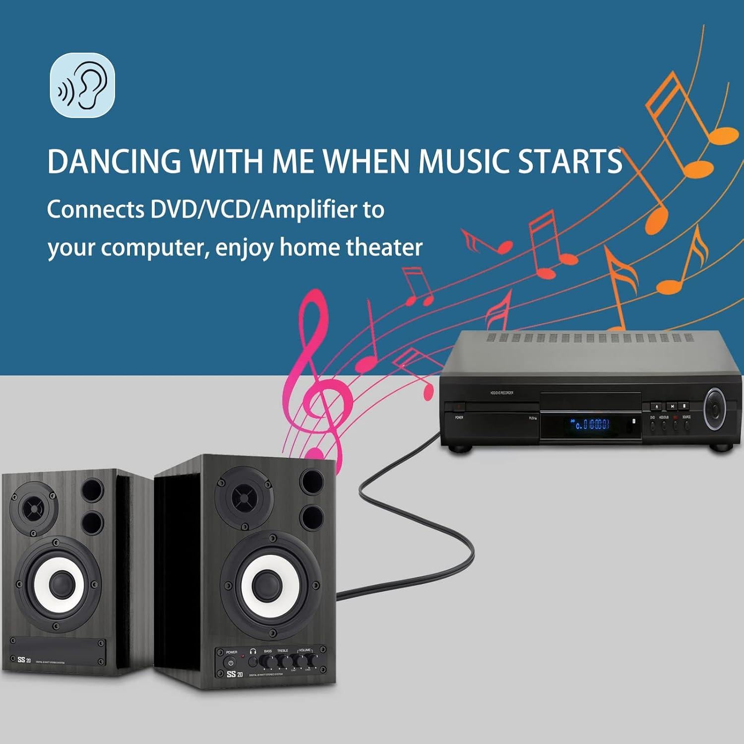 Cable Splitter RCA Macho a 2 Machos Devinal 1m Baño de Oro