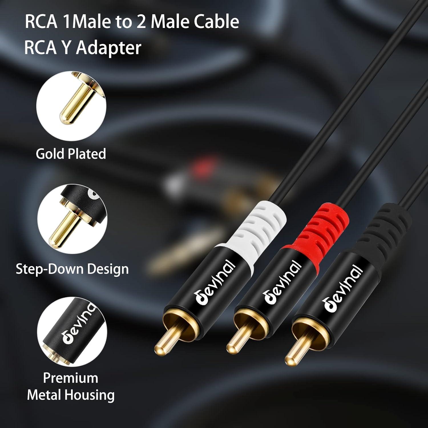 Cable Splitter RCA Macho a 2 Machos Devinal 1m Baño de Oro