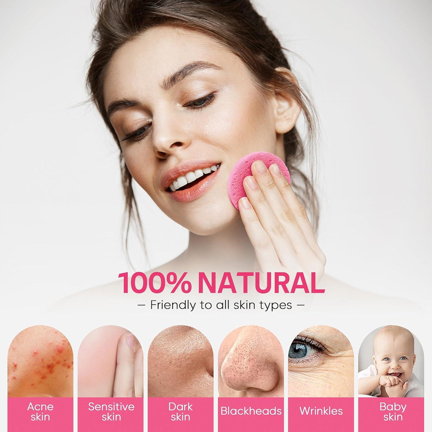 Esponjas Faciales Comprimidas GAINWELL 50 Pcs Rosa Reutilizables