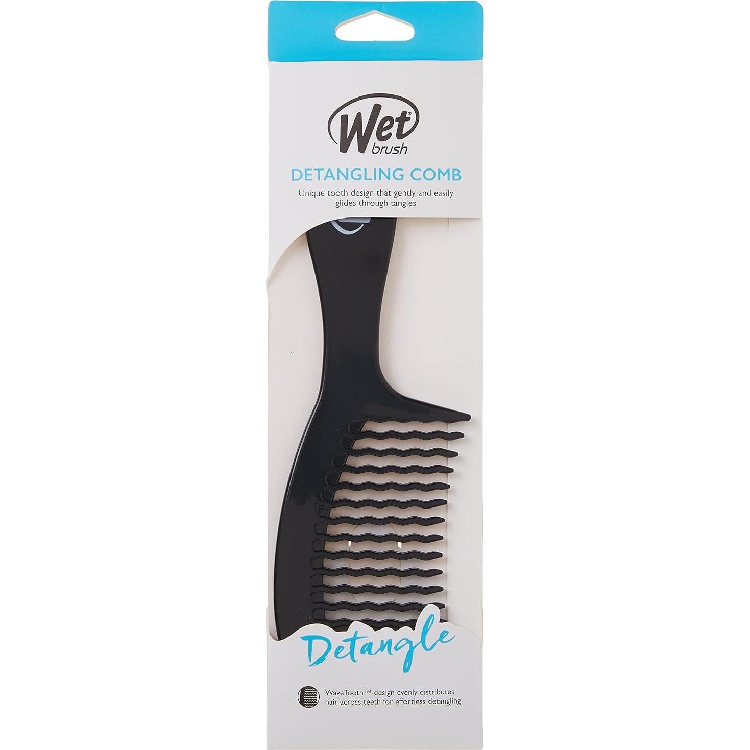 Peine Desenredante Wet Brush Negro - Dientes Anchos 10.5cm