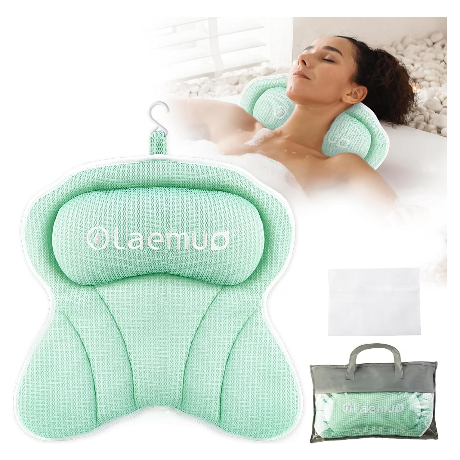 Almohada de Baño Olaemuo Verde Claro con Ventosas y Malla 4D