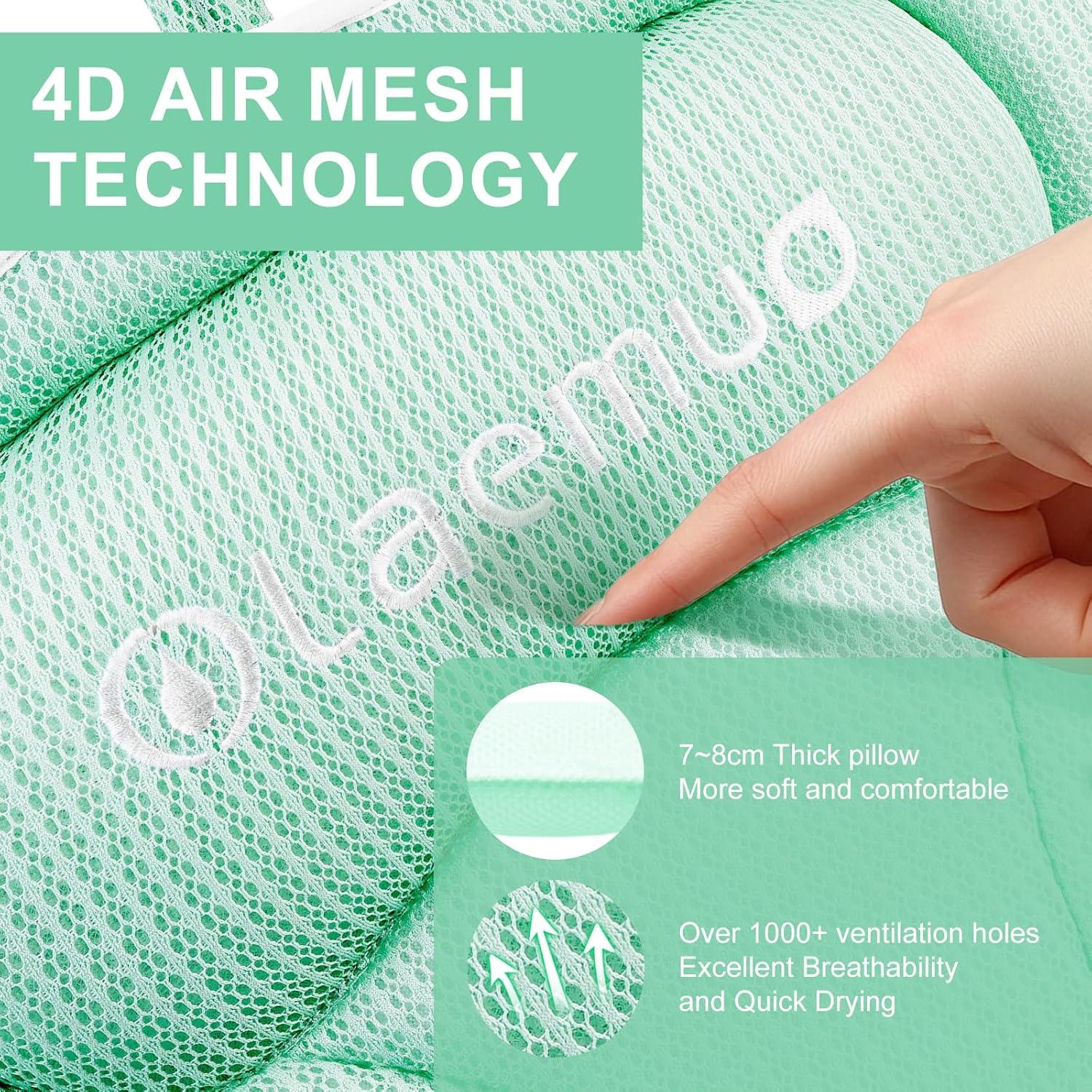 Almohada de Baño Olaemuo Verde Claro con Ventosas y Malla 4D