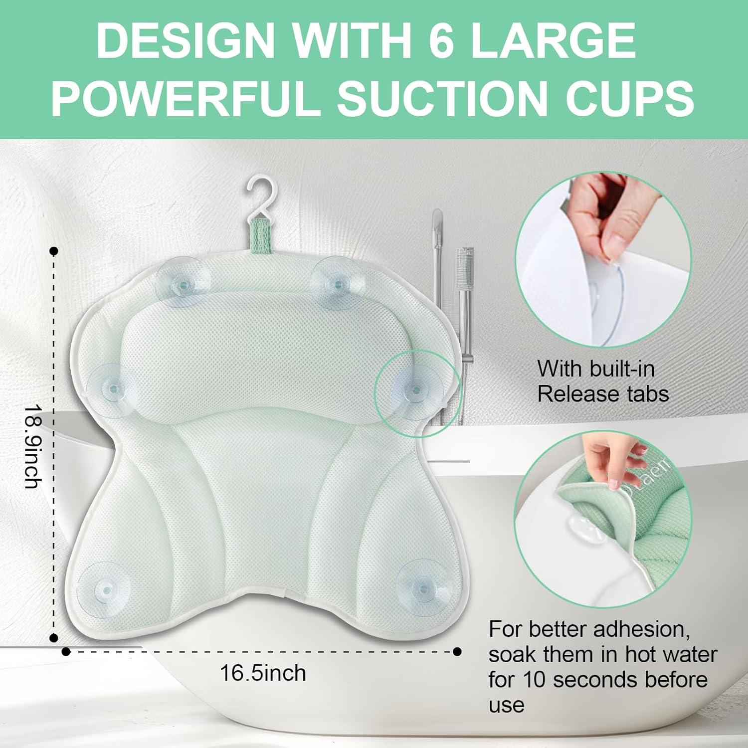 Almohada de Baño Olaemuo Verde Claro con Ventosas y Malla 4D