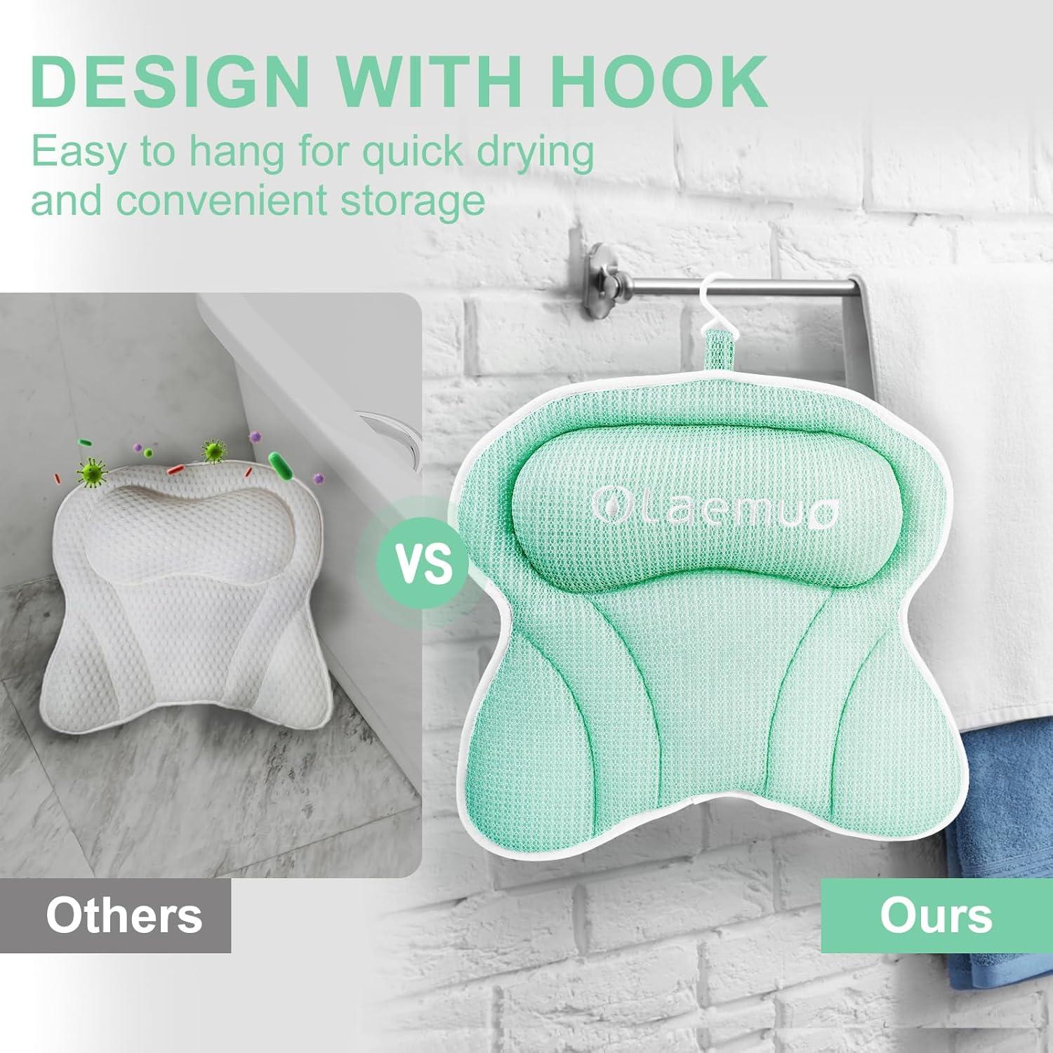 Almohada de Baño Olaemuo Verde Claro con Ventosas y Malla 4D