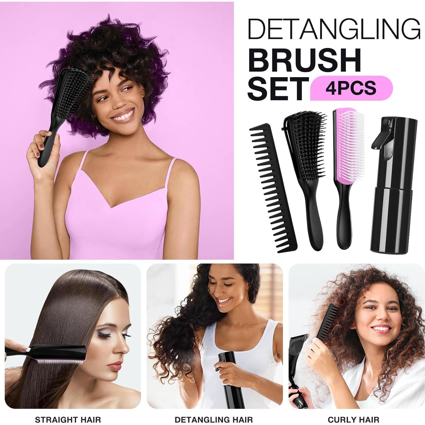 Conjunto de Cepillos Desenredantes Hommtina 3 PCS con Spray