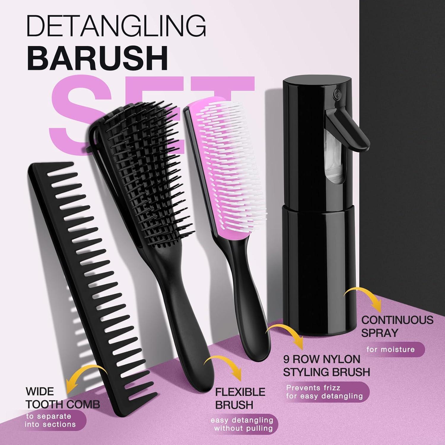 Conjunto de Cepillos Desenredantes Hommtina 3 PCS con Spray