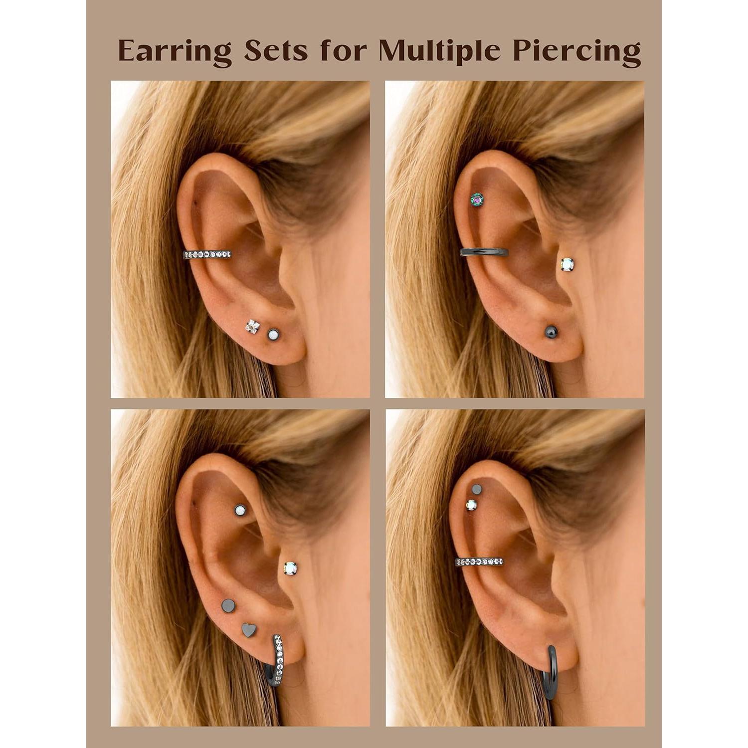 Pendientes Hipoalergénicos LOLIAS Acero Quirúrgico 20G Negros