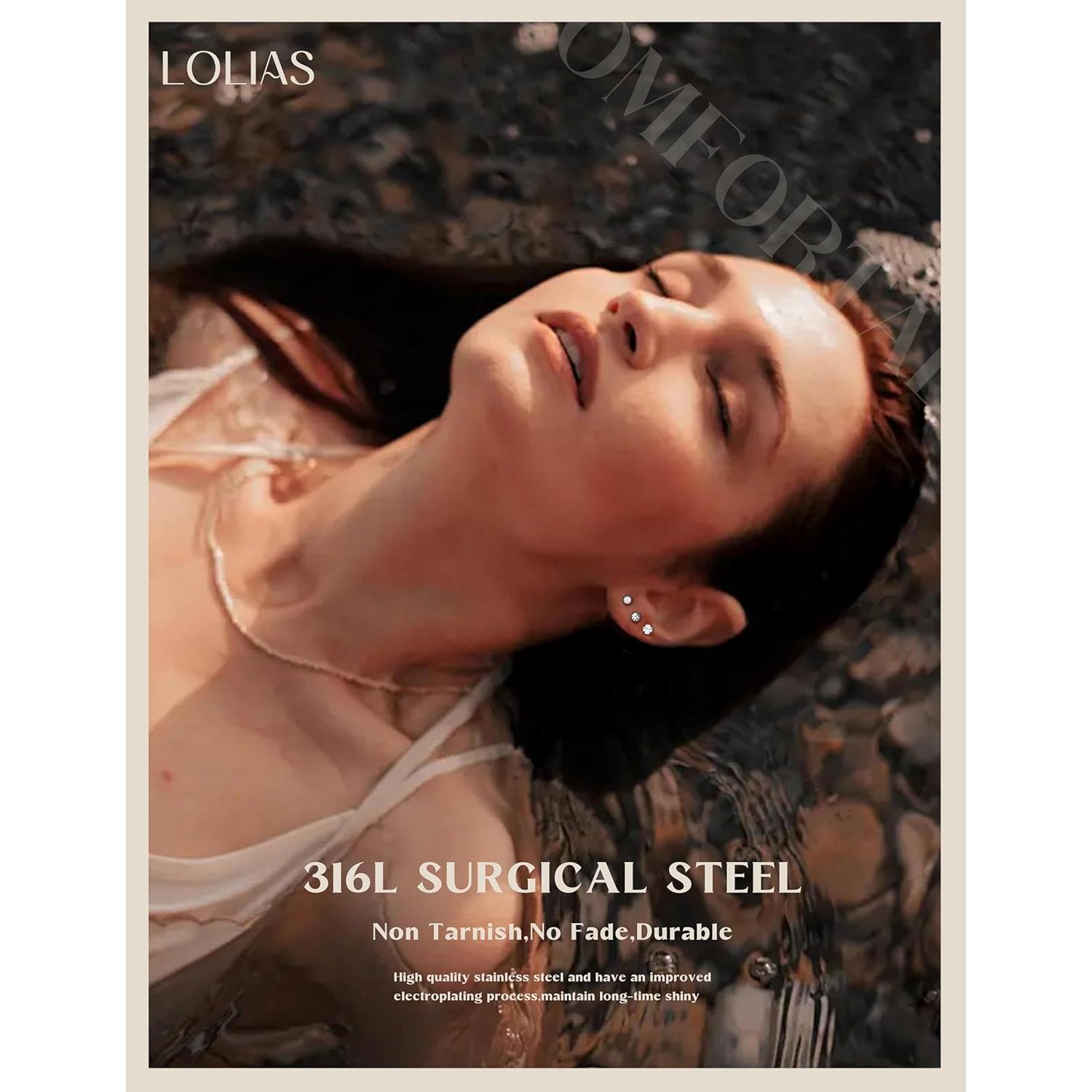 Pendientes Hipoalergénicos LOLIAS Acero Quirúrgico 20G Negros