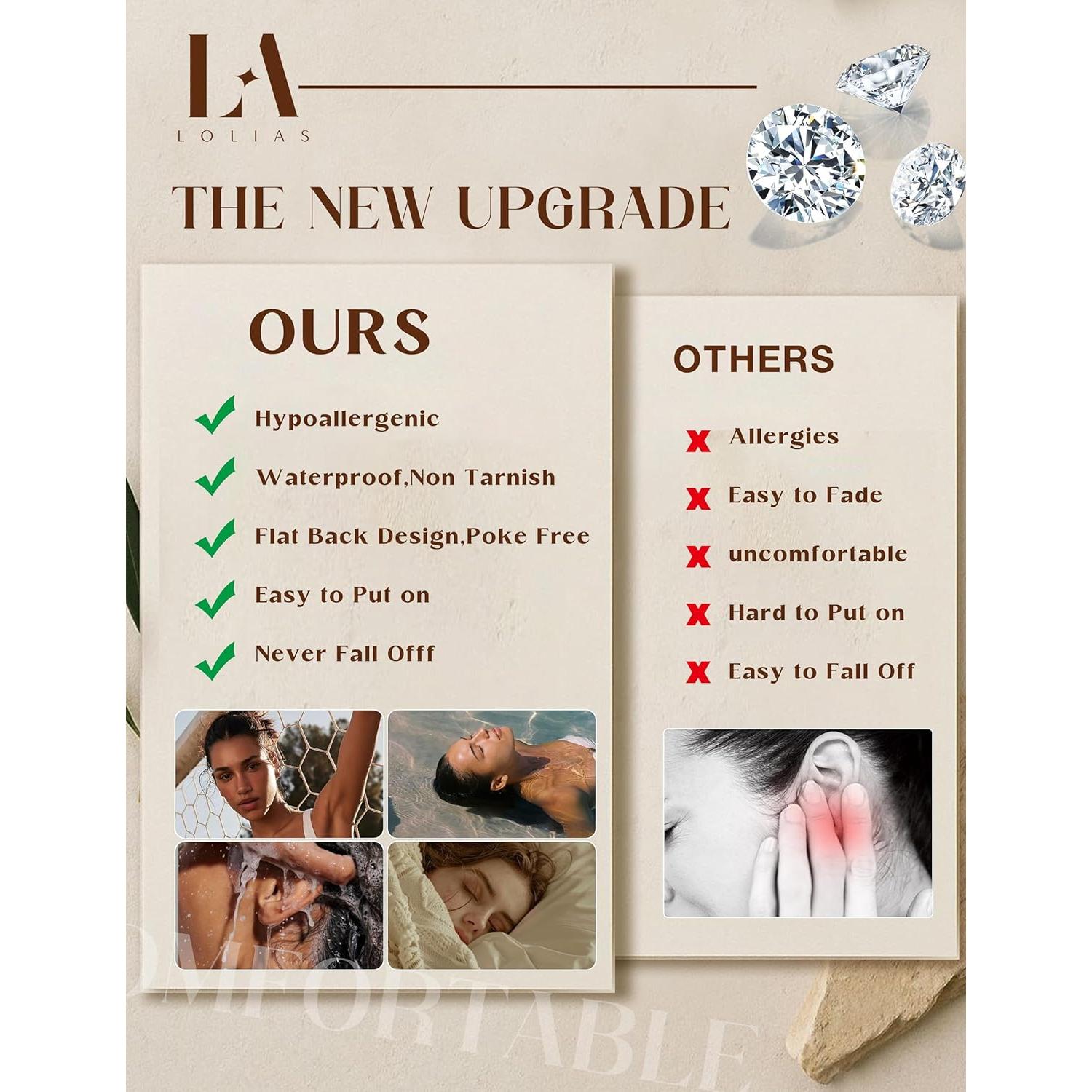 Pendientes Hipoalergénicos LOLIAS Acero Quirúrgico 20G Negros