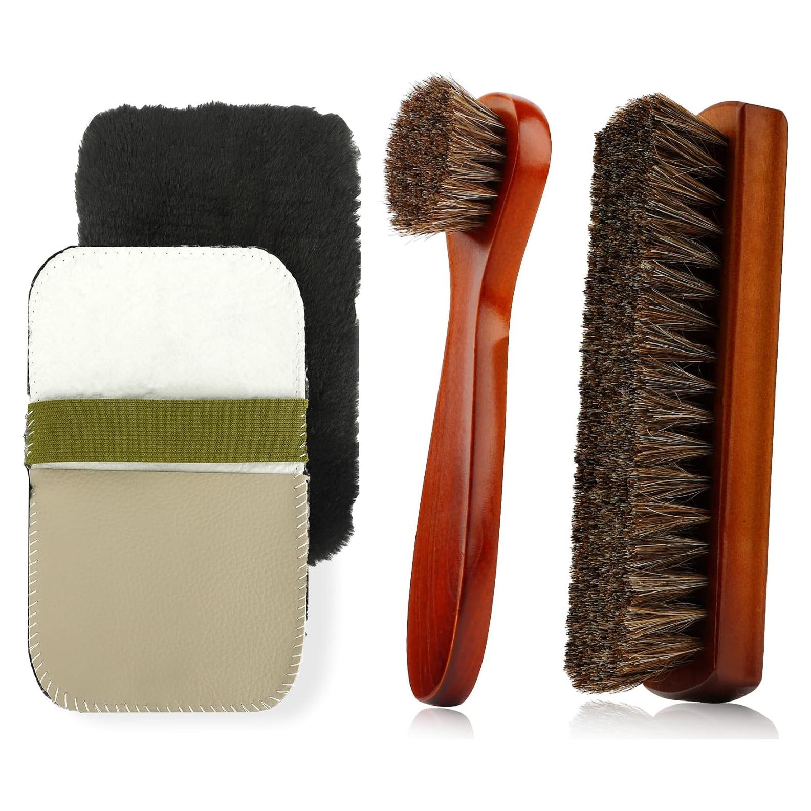 Cepillo para zapatos Zanzike 3 piezas crin de caballo y paño