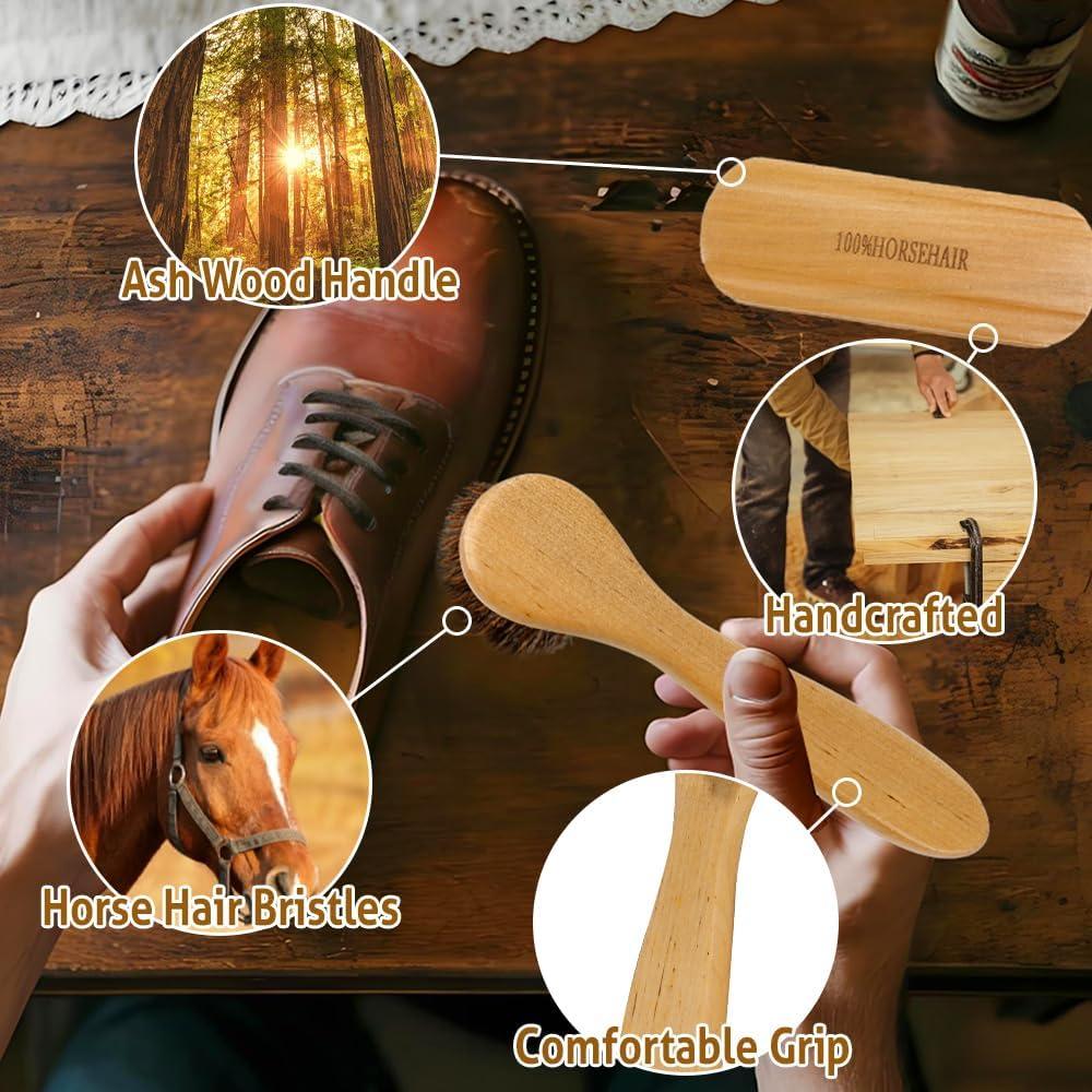 Cepillo para zapatos Zanzike 2 piezas pelo de caballo
