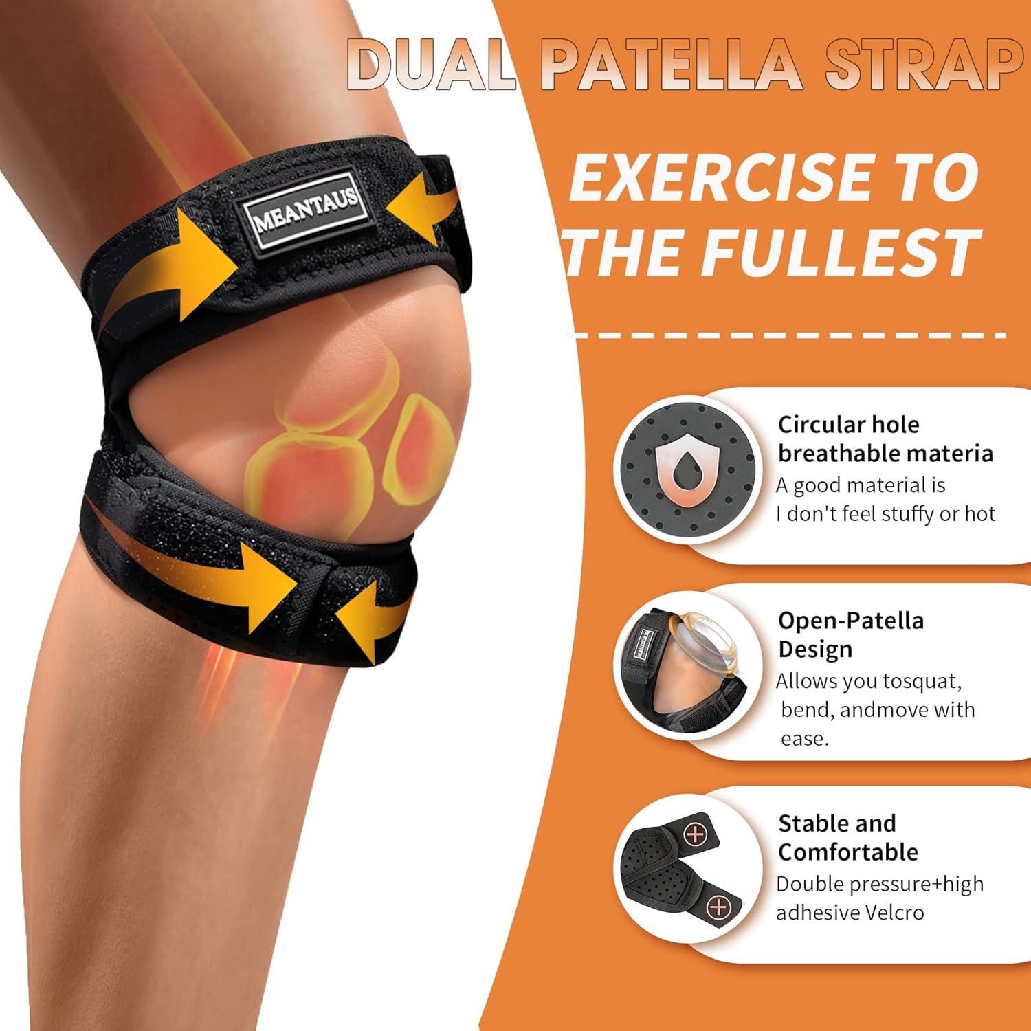 Correa de rodilla dual ajustable Meantaus M negra para correr