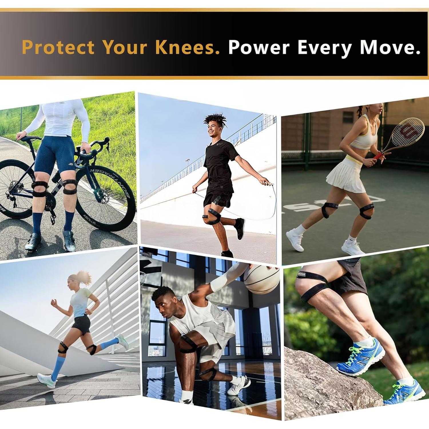 Correa de rodilla dual ajustable Meantaus M negra para correr