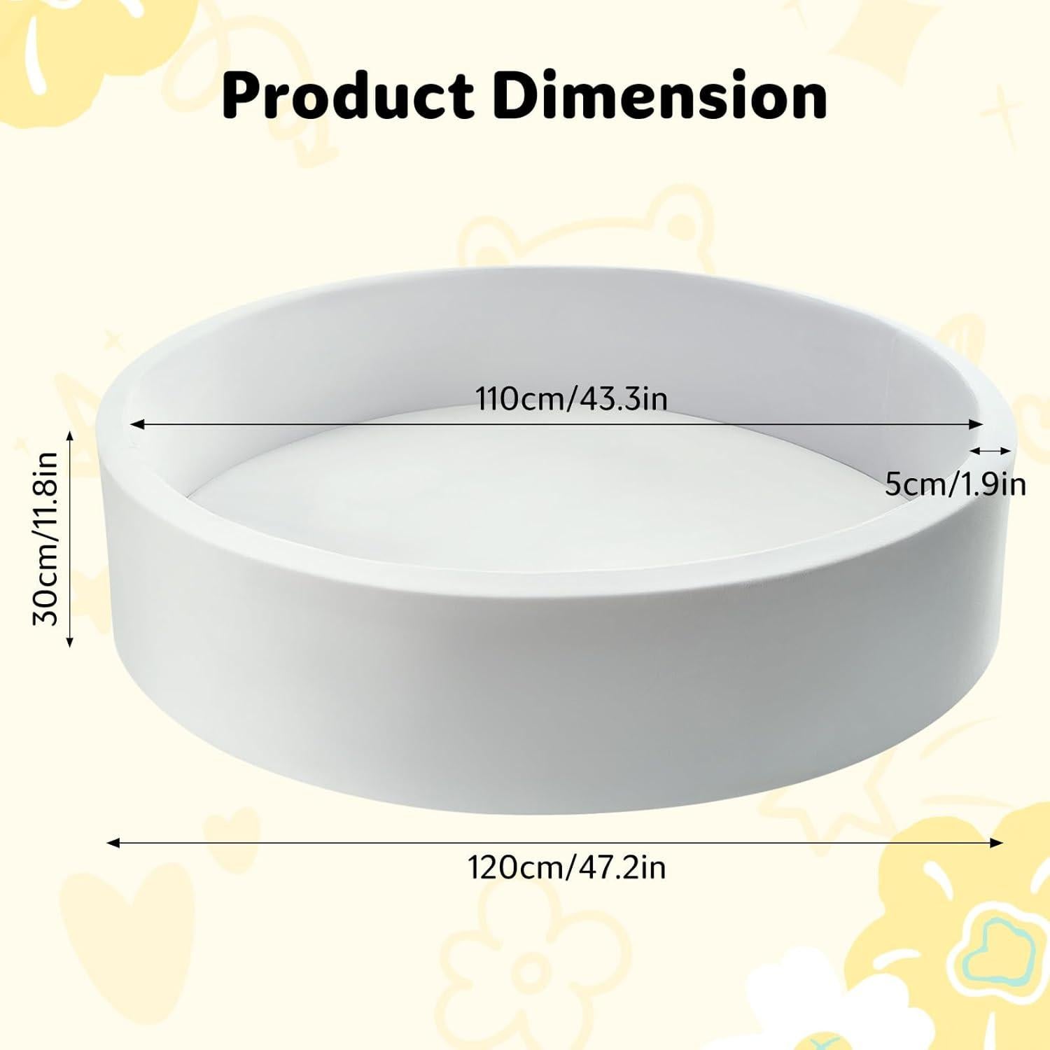 Piscina de Pelotas para Niños Miereirl 120cm Gris - Sin Pelotas