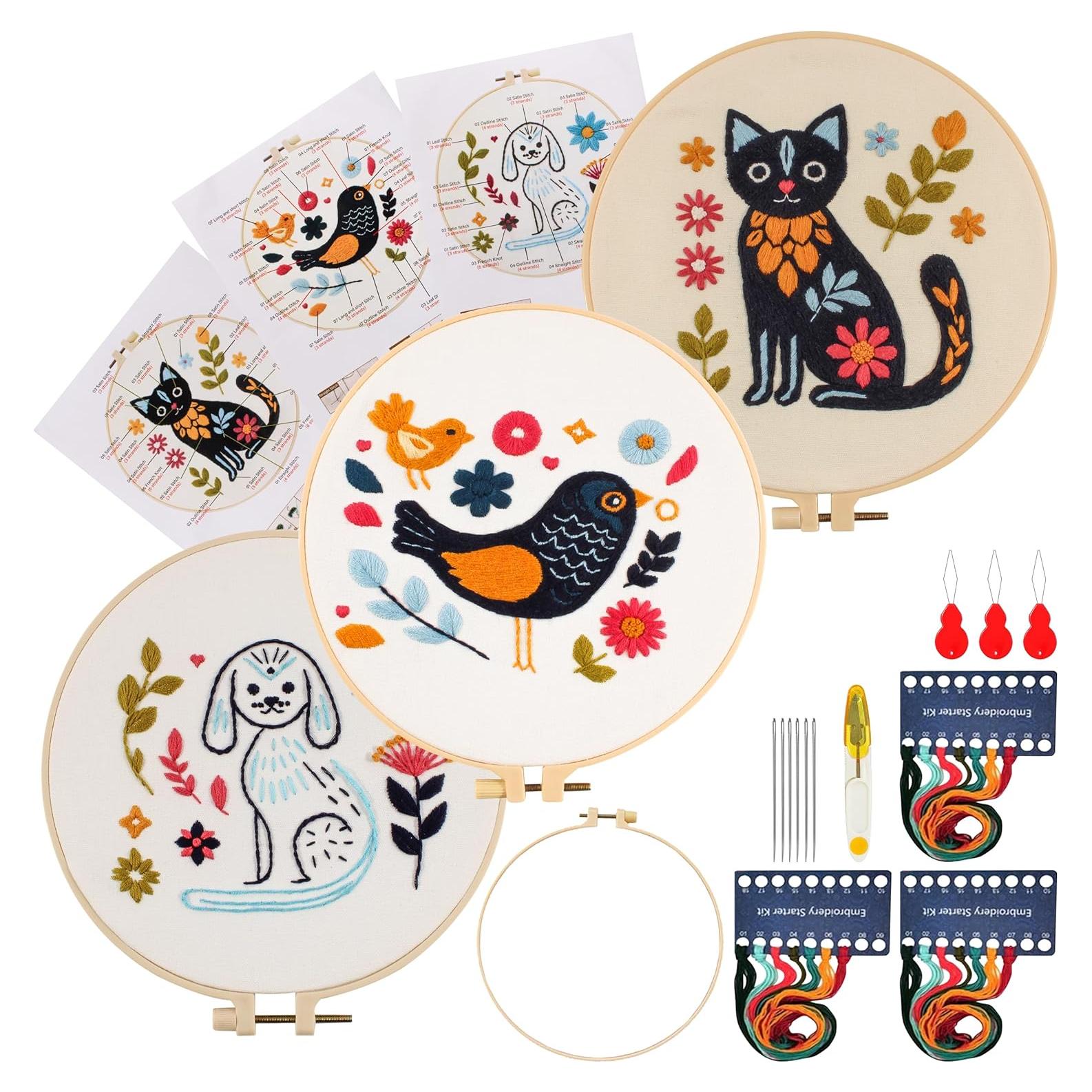 Kit de Bordado para Principiantes Maydear con Aro y Patrones