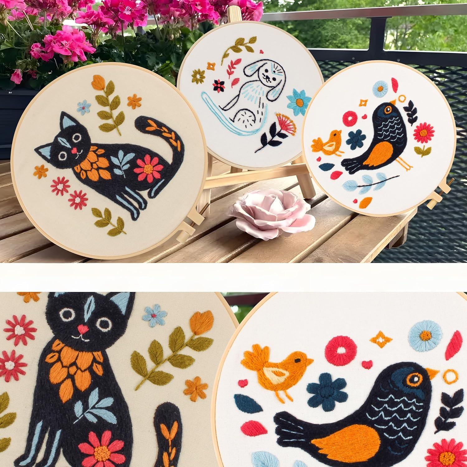 Kit de Bordado para Principiantes Maydear con Aro y Patrones