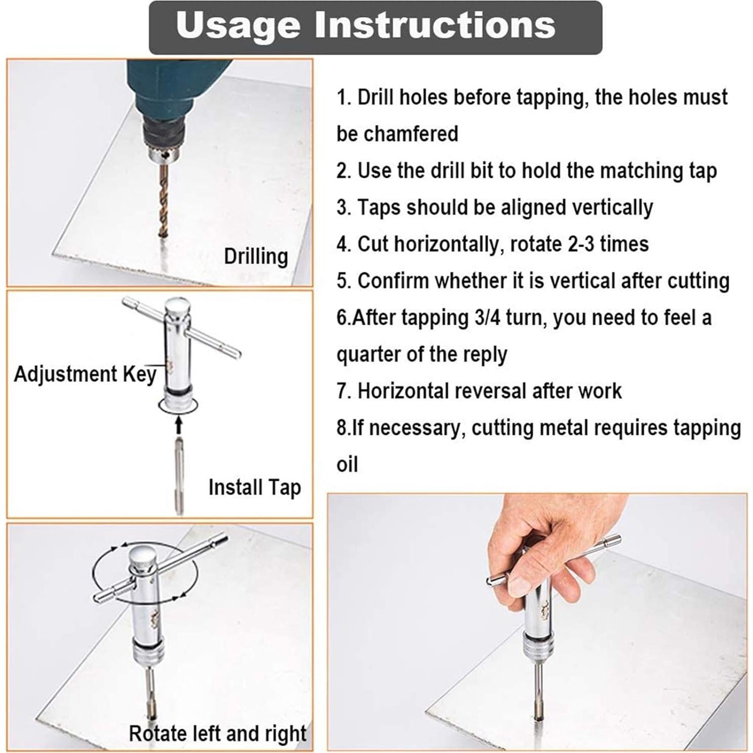 Llave de Tap T con Carraca KOOTANS + 5 Machos Métricos M3-M8