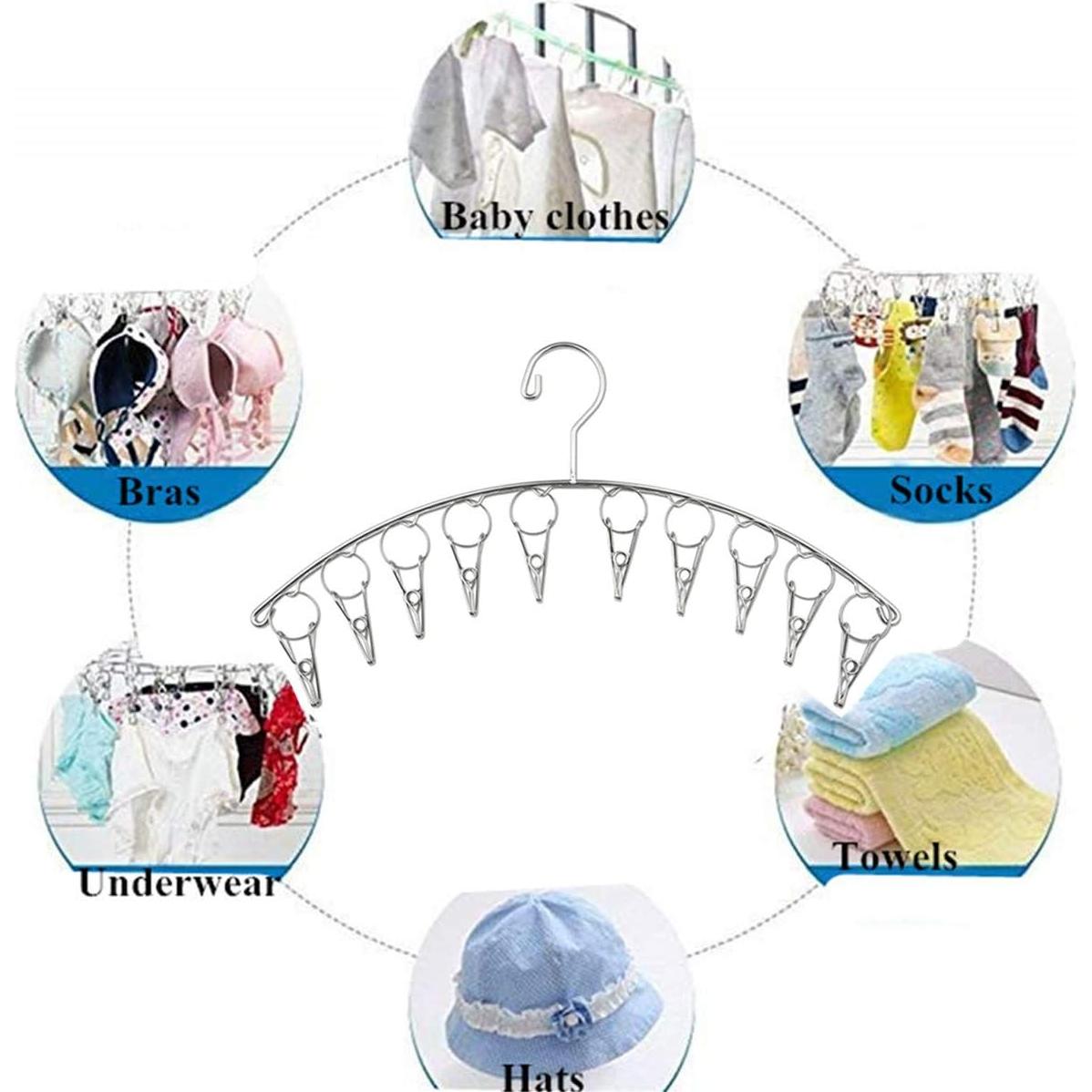 Perchero de Secado DurReus de Acero Inoxidable con 10 Clips