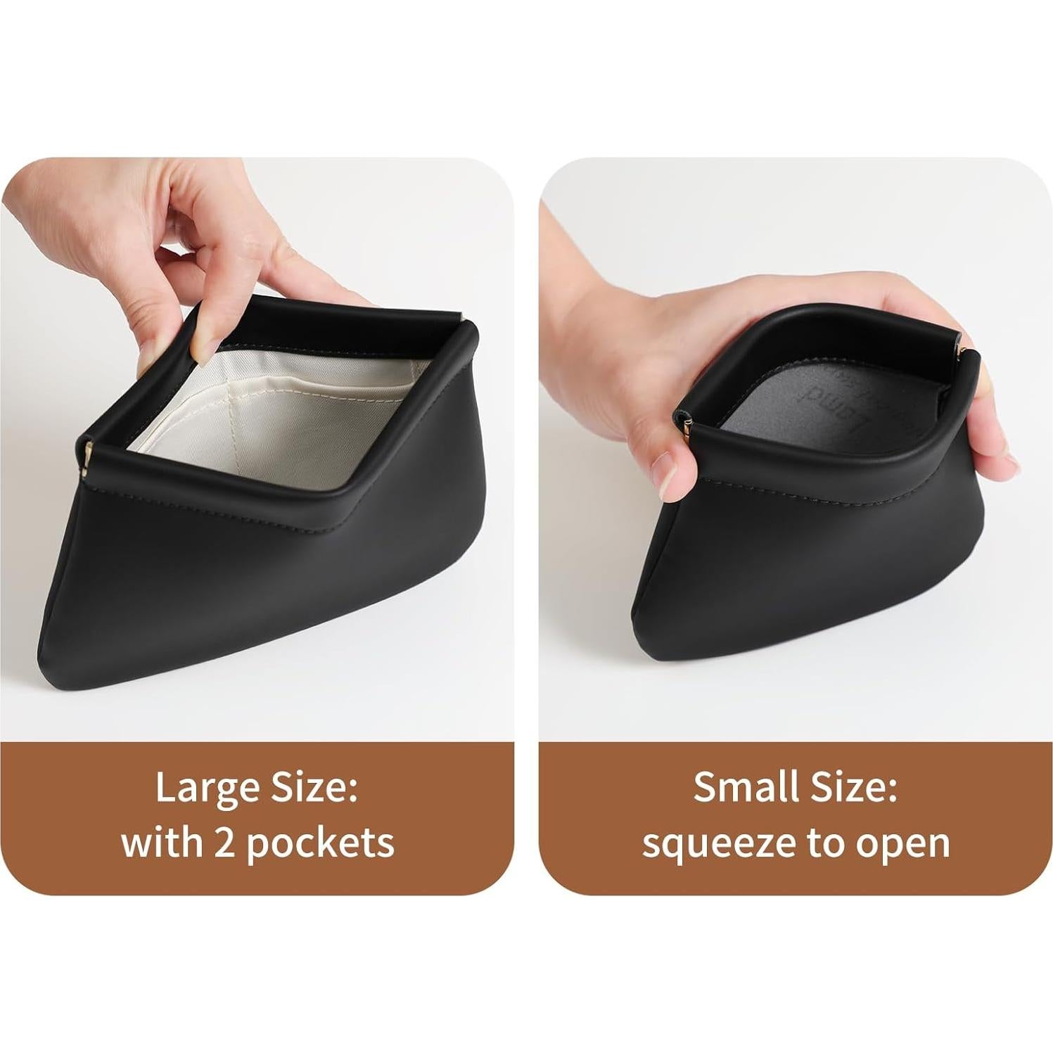 Paquete de 2 Bolsas de Maquillaje MEIBOOCH - Cuero de Superfibra