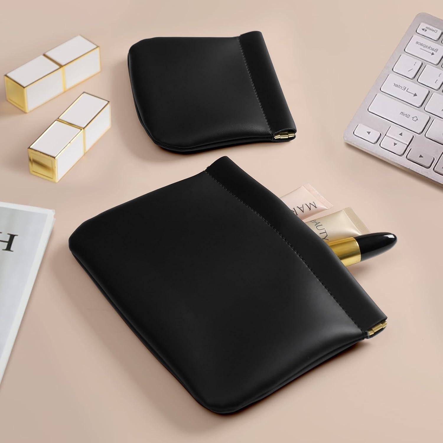 Paquete de 2 Bolsas de Maquillaje MEIBOOCH - Cuero de Superfibra